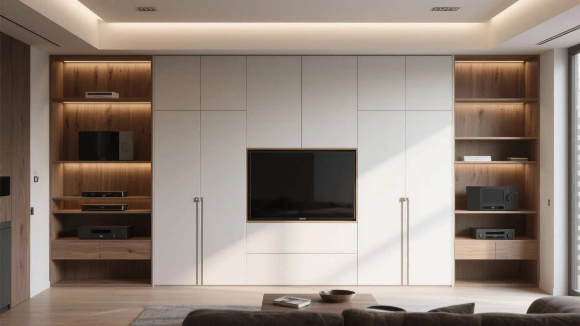 2. Built-In Shelving and Panel Hybrids