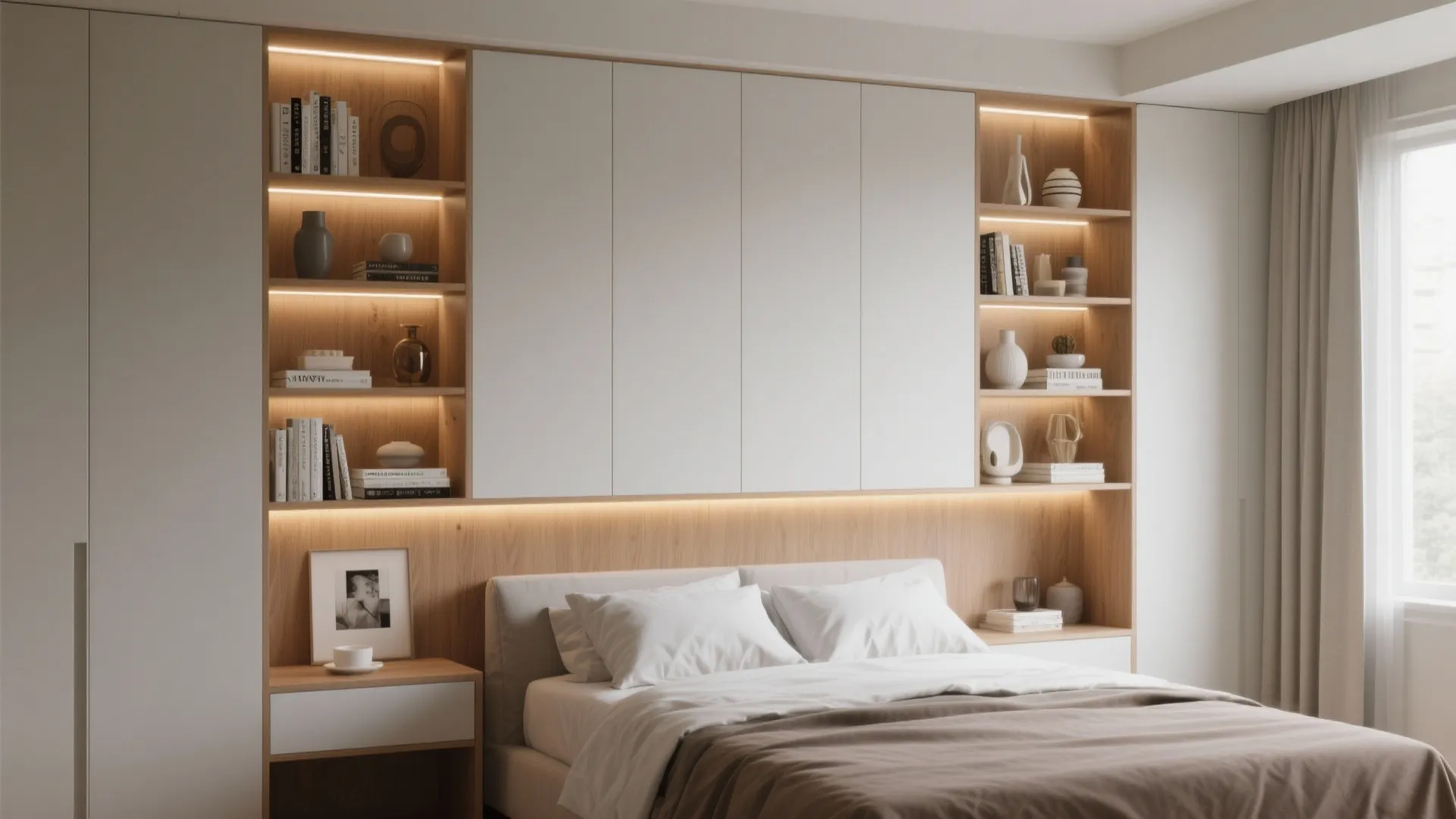 5. Built-in Shelving with Integrated Lighting