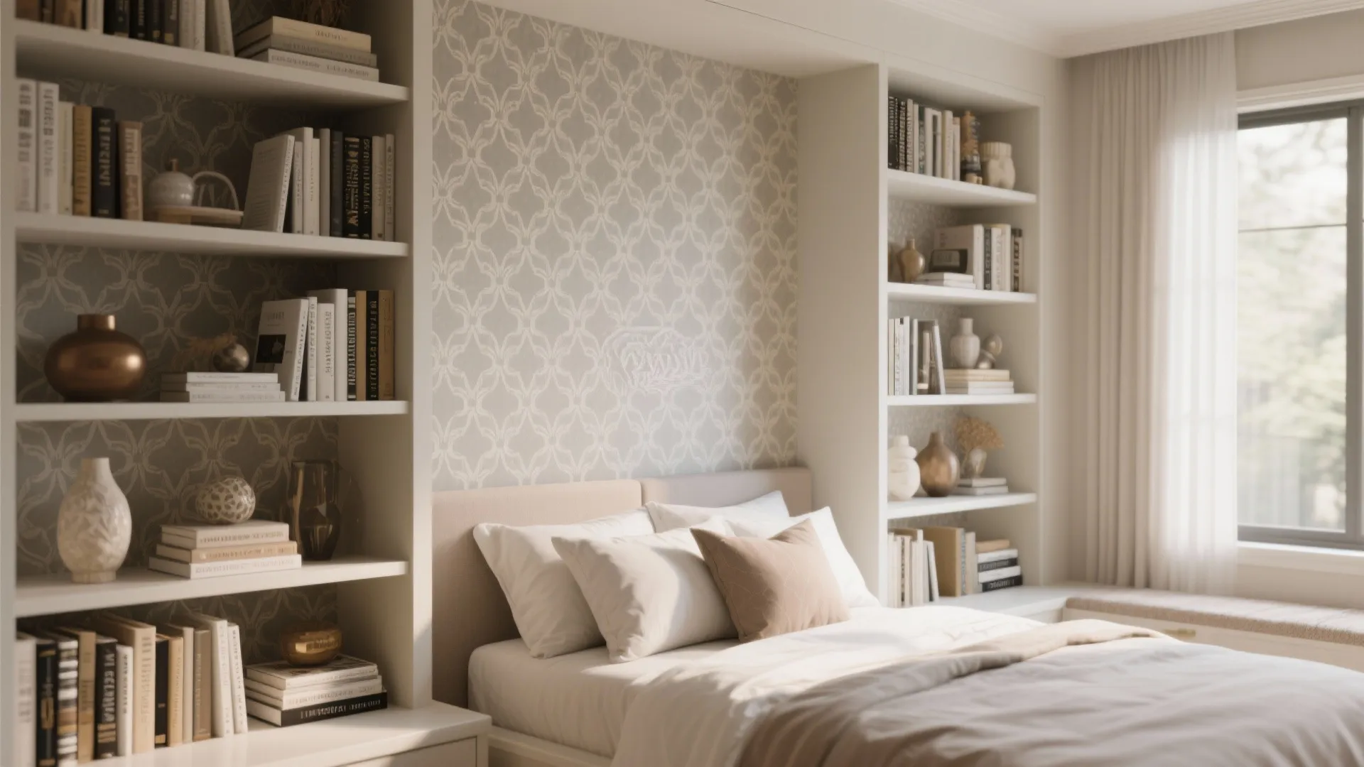 Built-in Shelving with Statement Backing