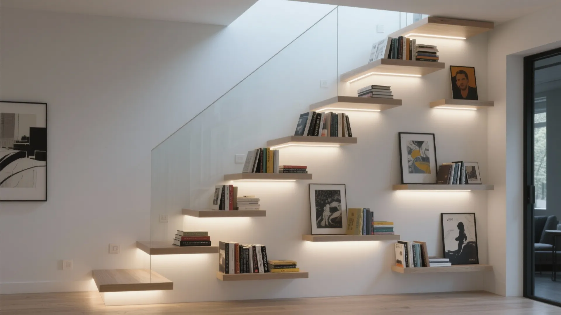 Inbuilt shelving wall