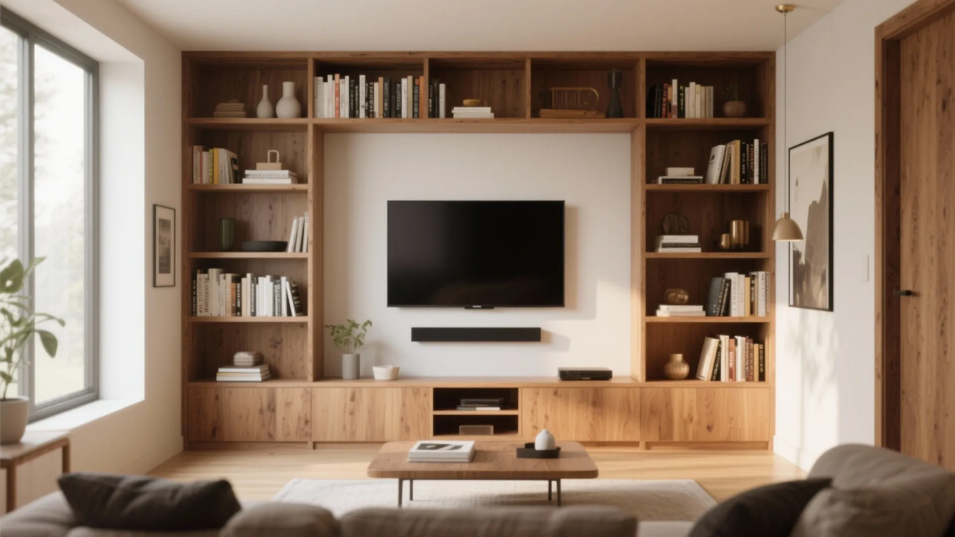 6. Built-in Shelving Around TV