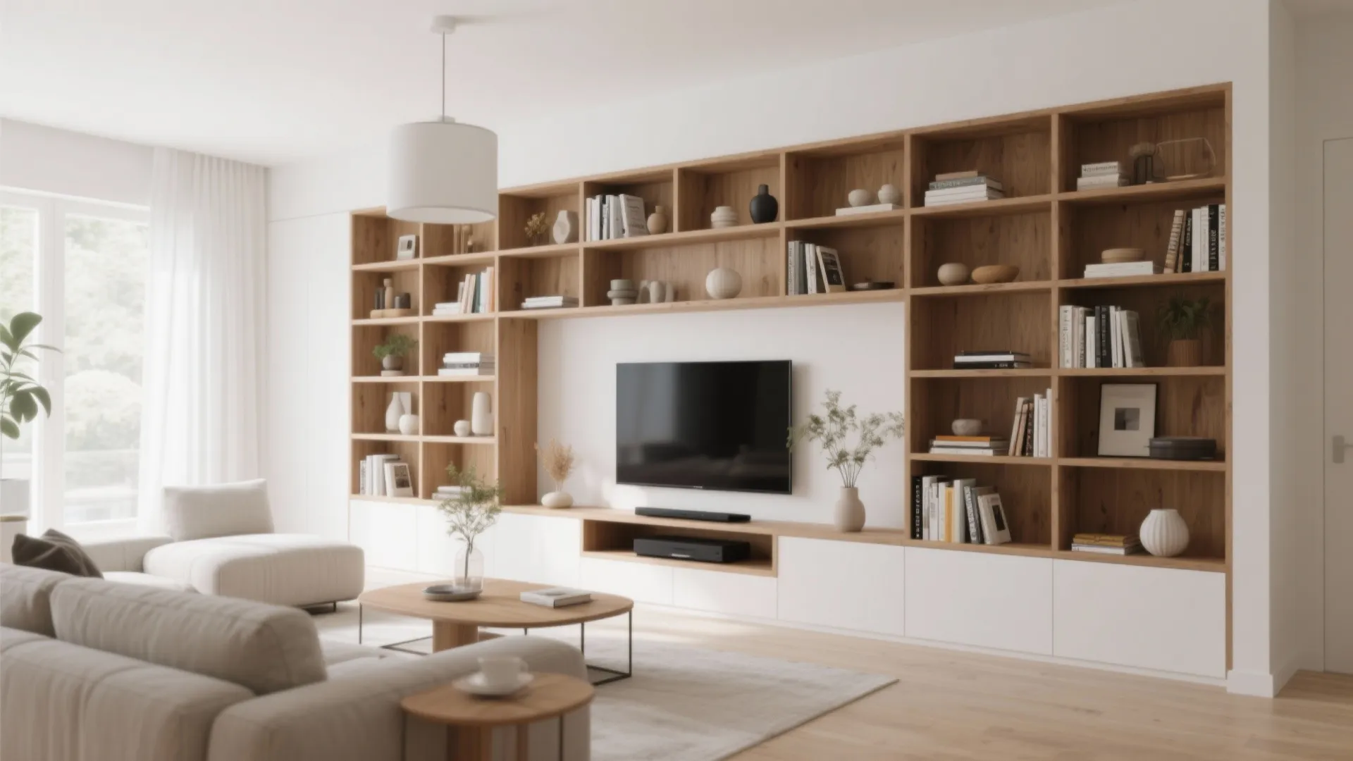 Built-In Shelving Along One Wall