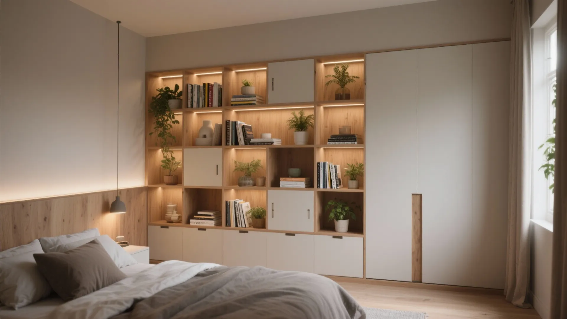3. Built-in shelving as framed wall