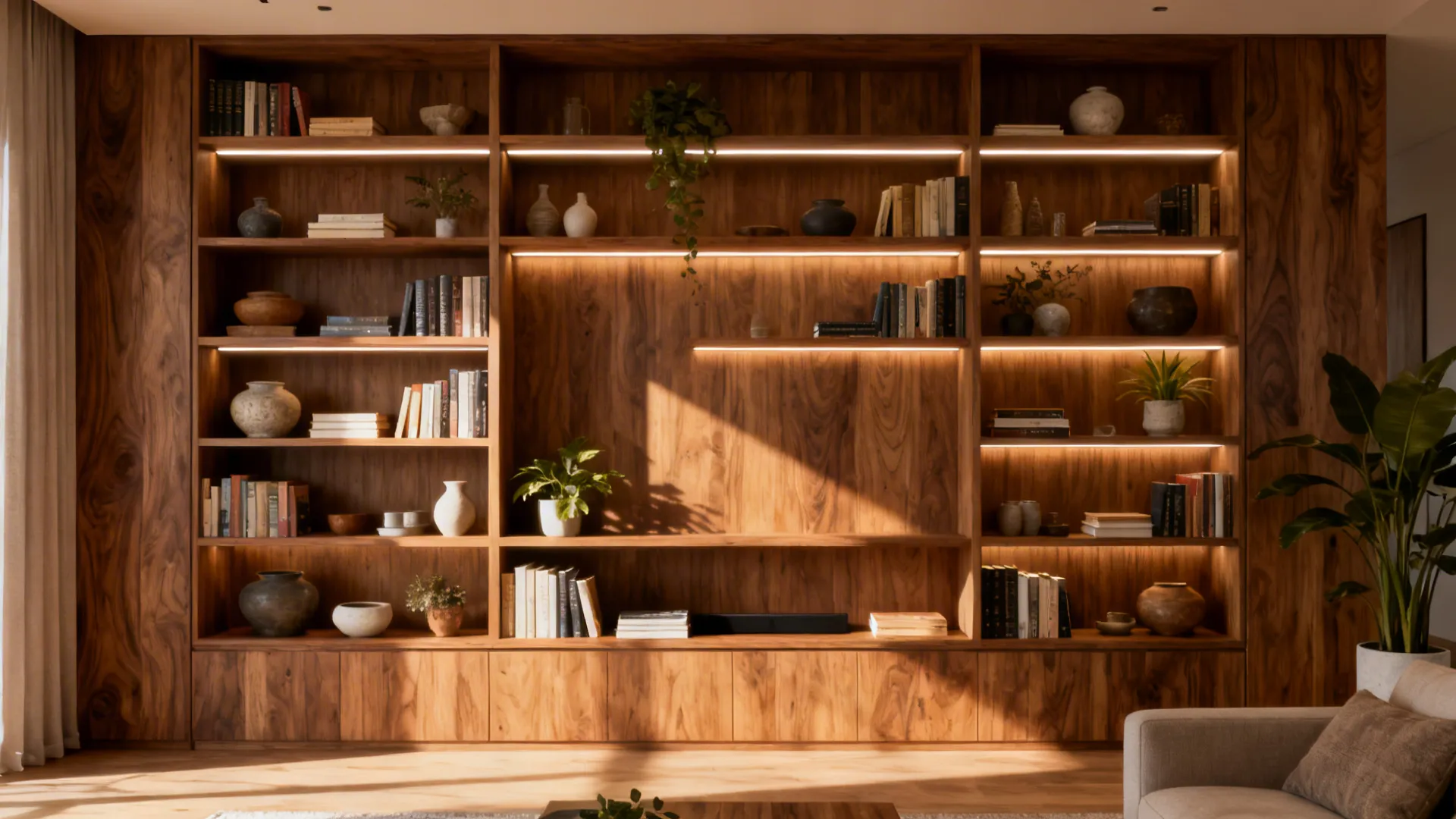 2. Built-in Shelving with Curated Vignettes