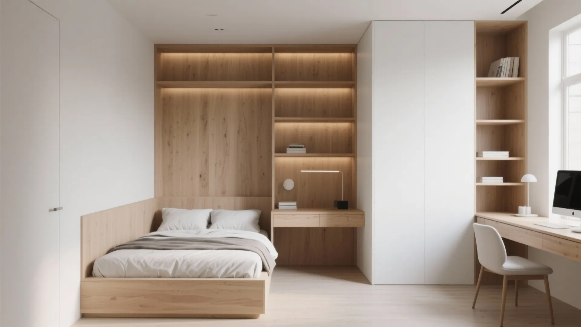 5. Built-In Shelving Around the Bed