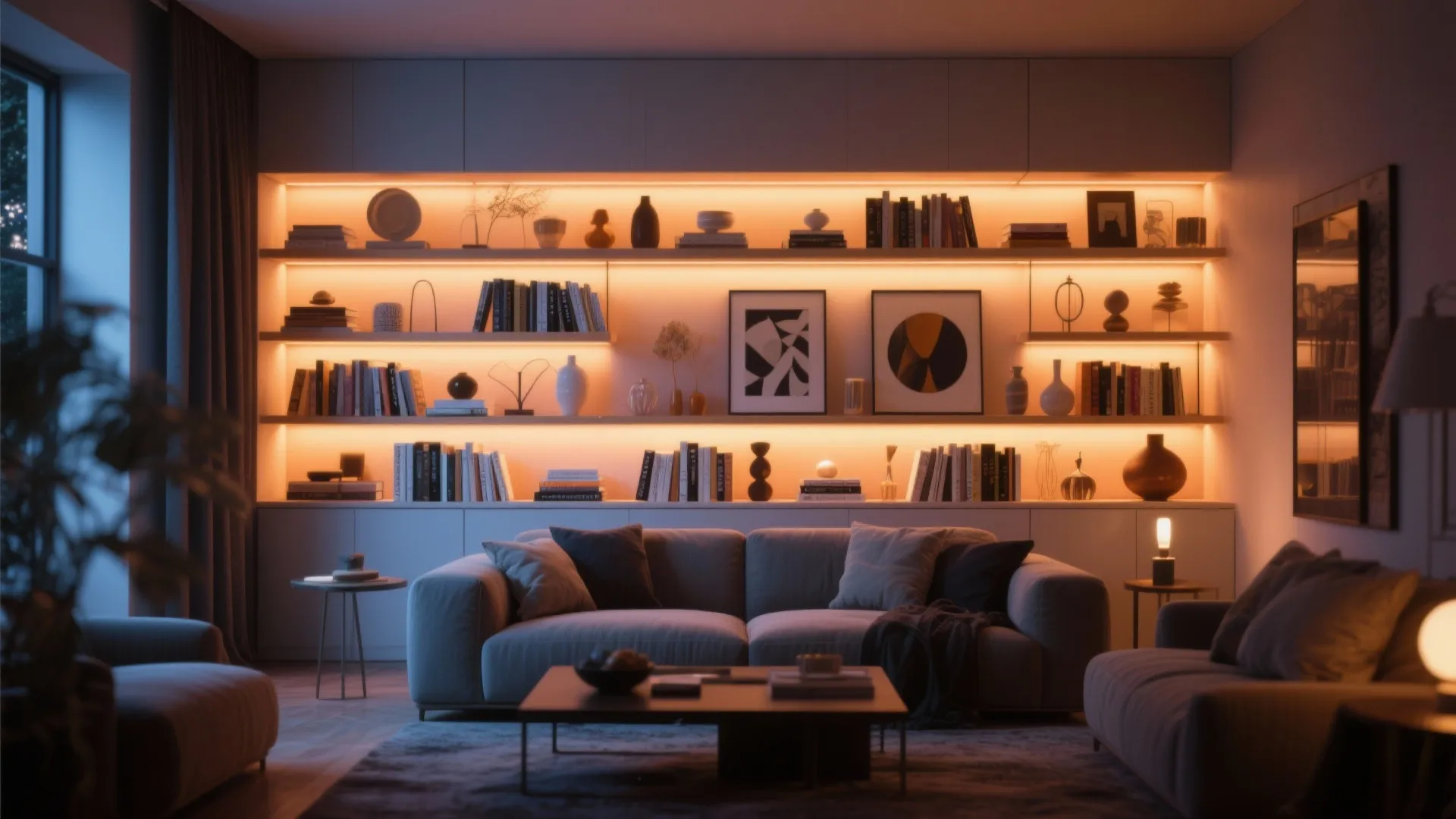 Built-in Shelving with Display Lighting