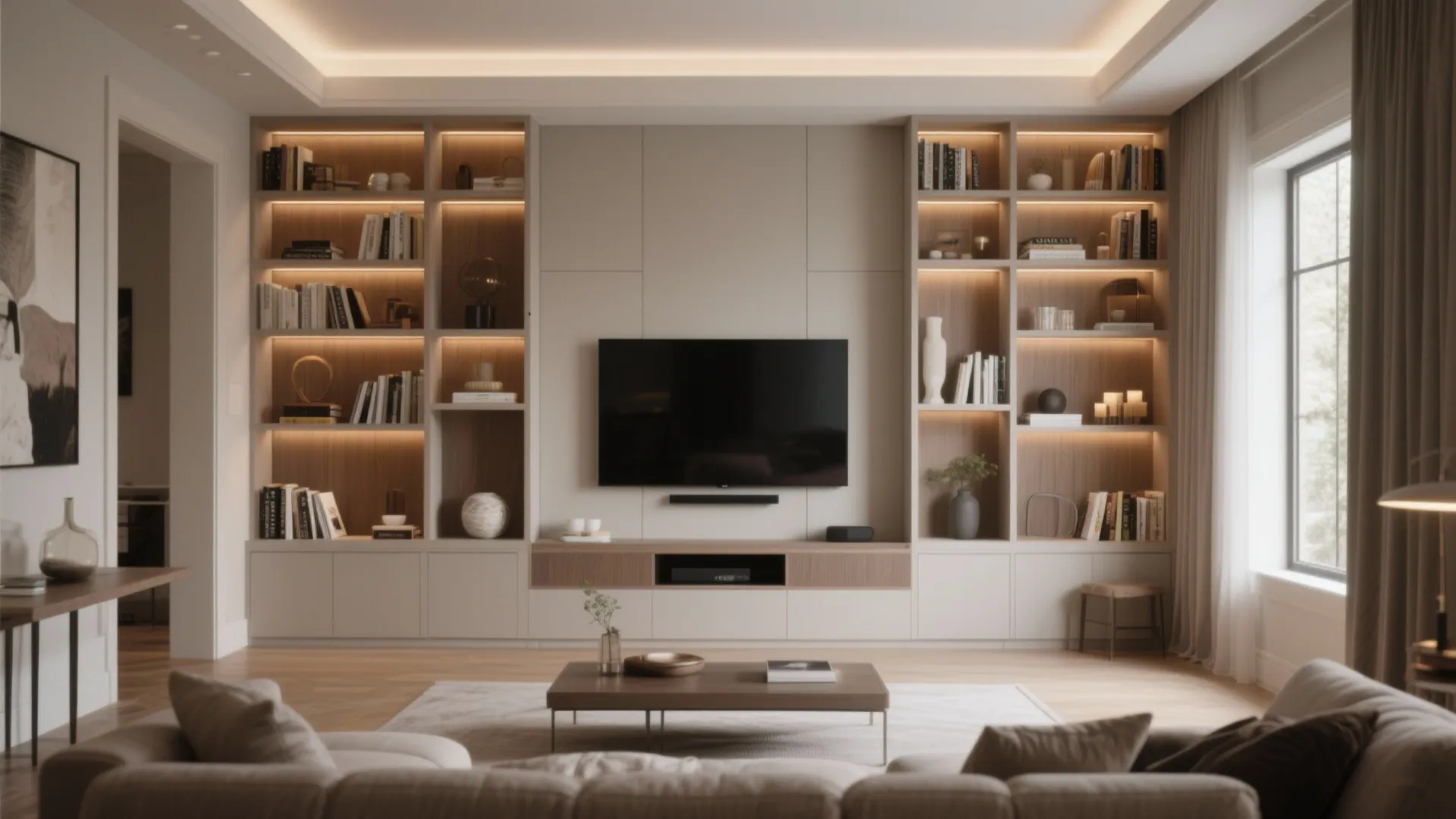 5. Built-In Shelving Around the TV