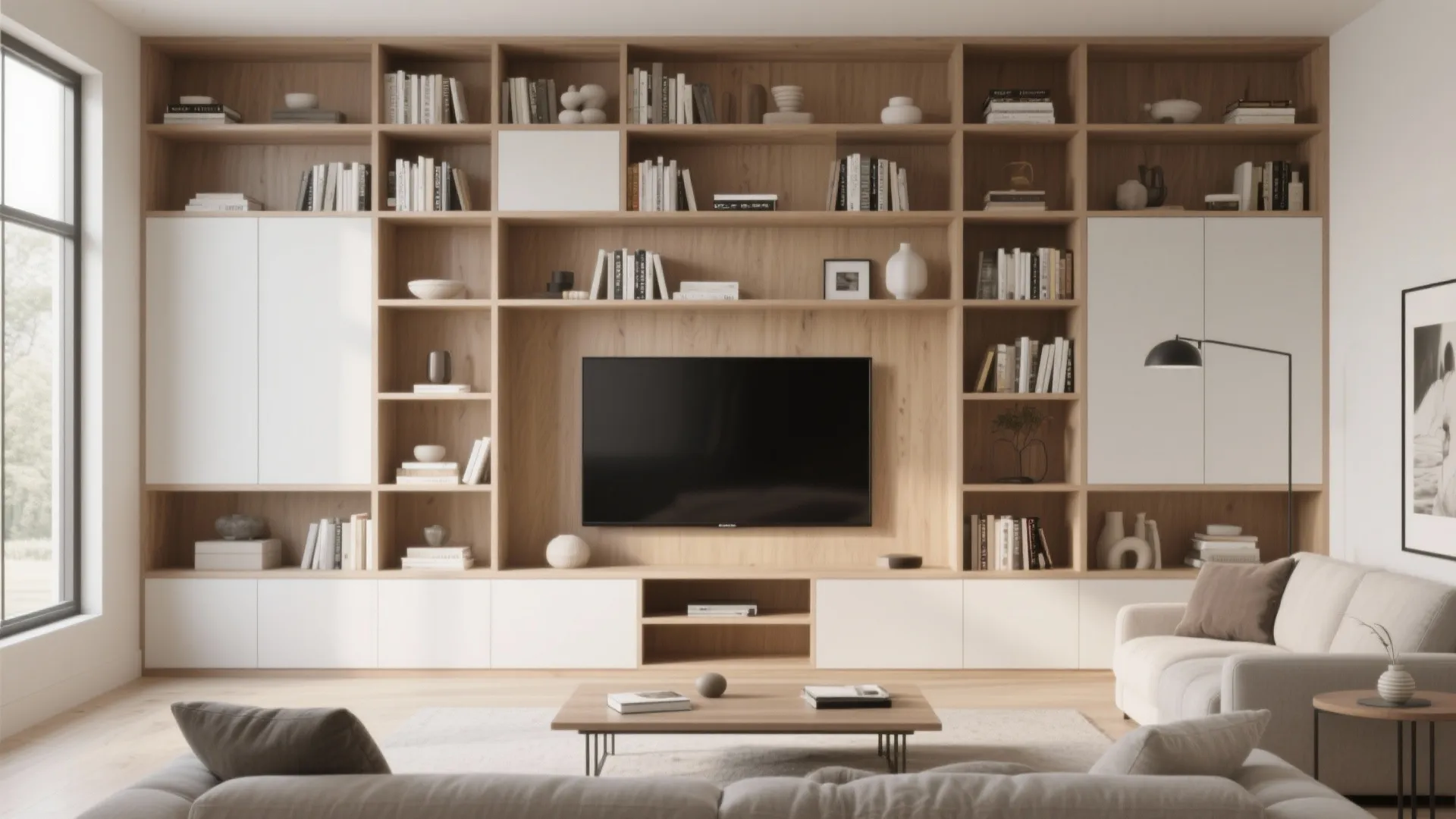 4. Built-in shelving wall