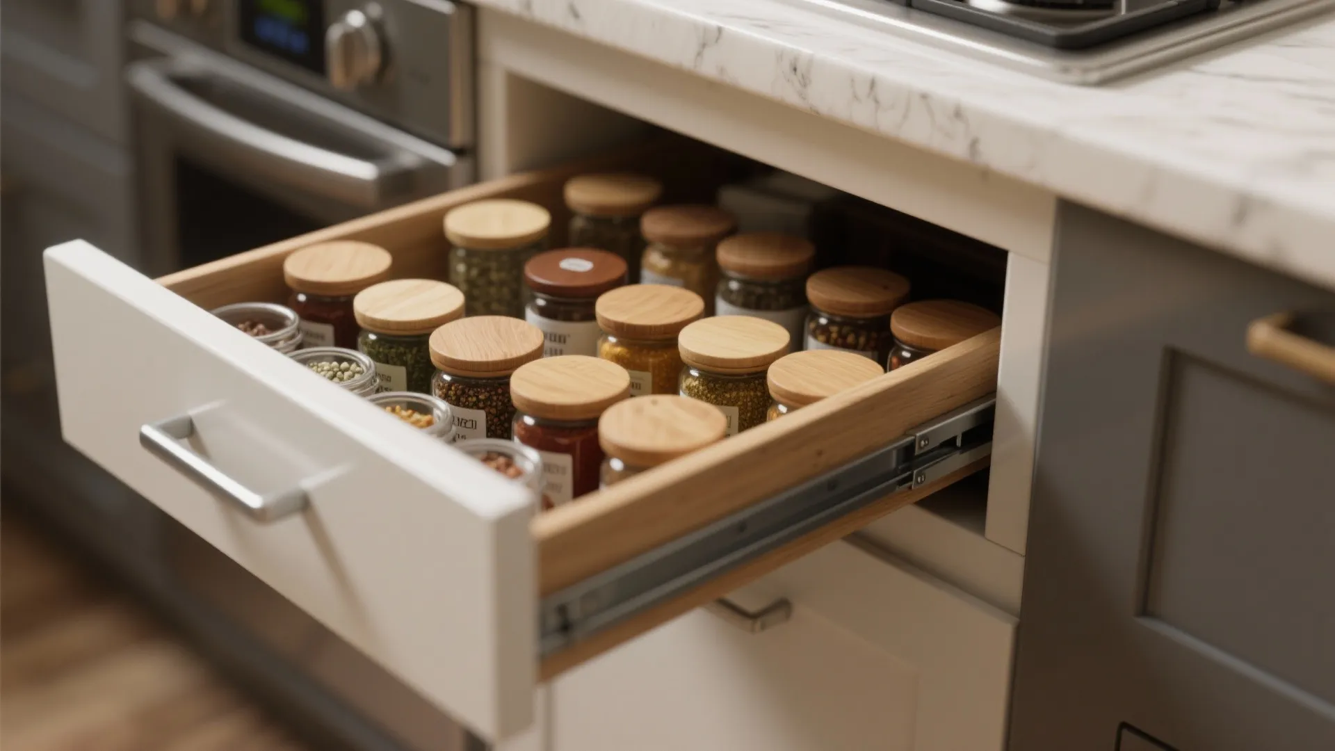 6. Built-In Spice Drawers