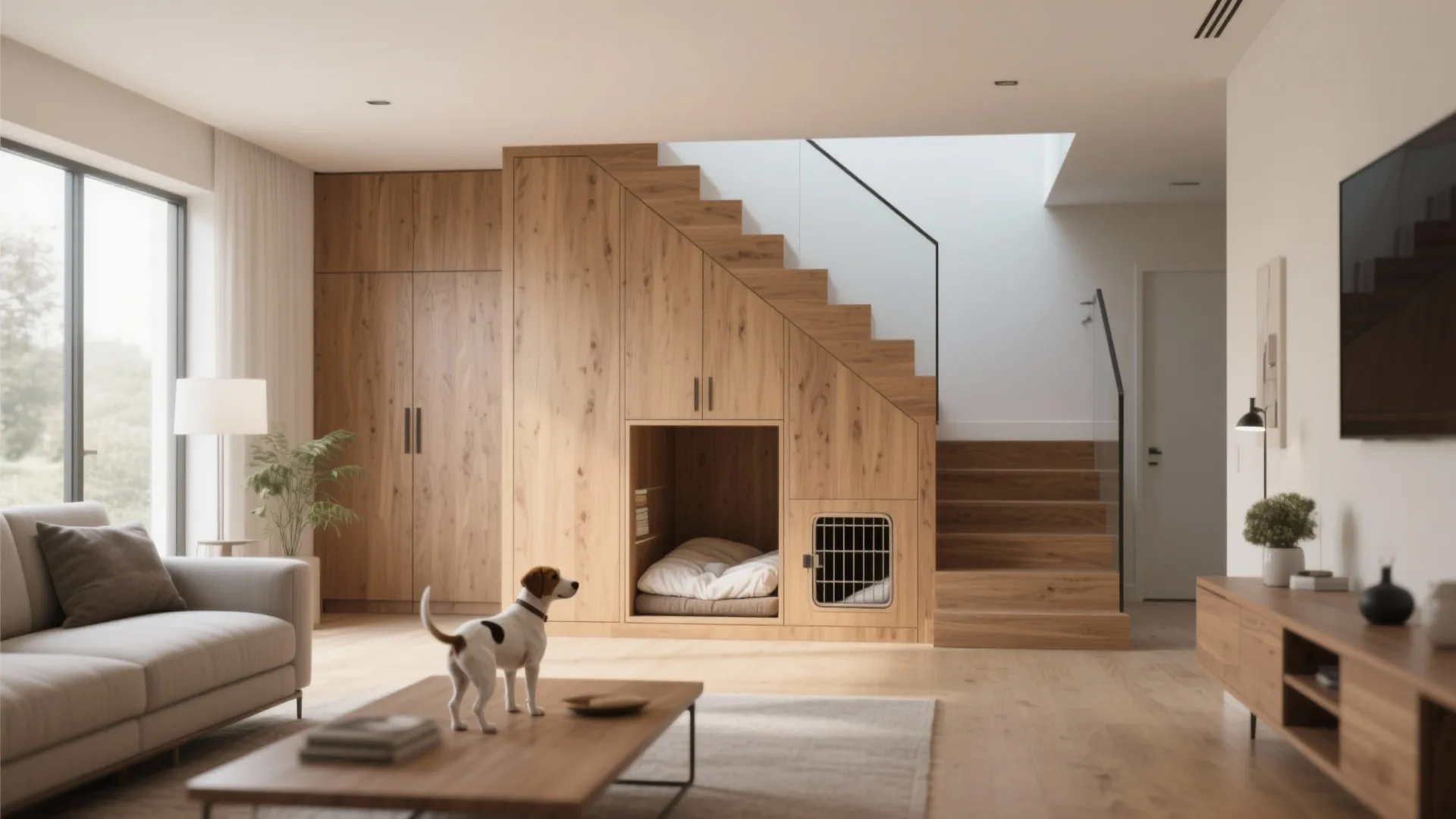 1. Built-in Kennel Under the Stairs