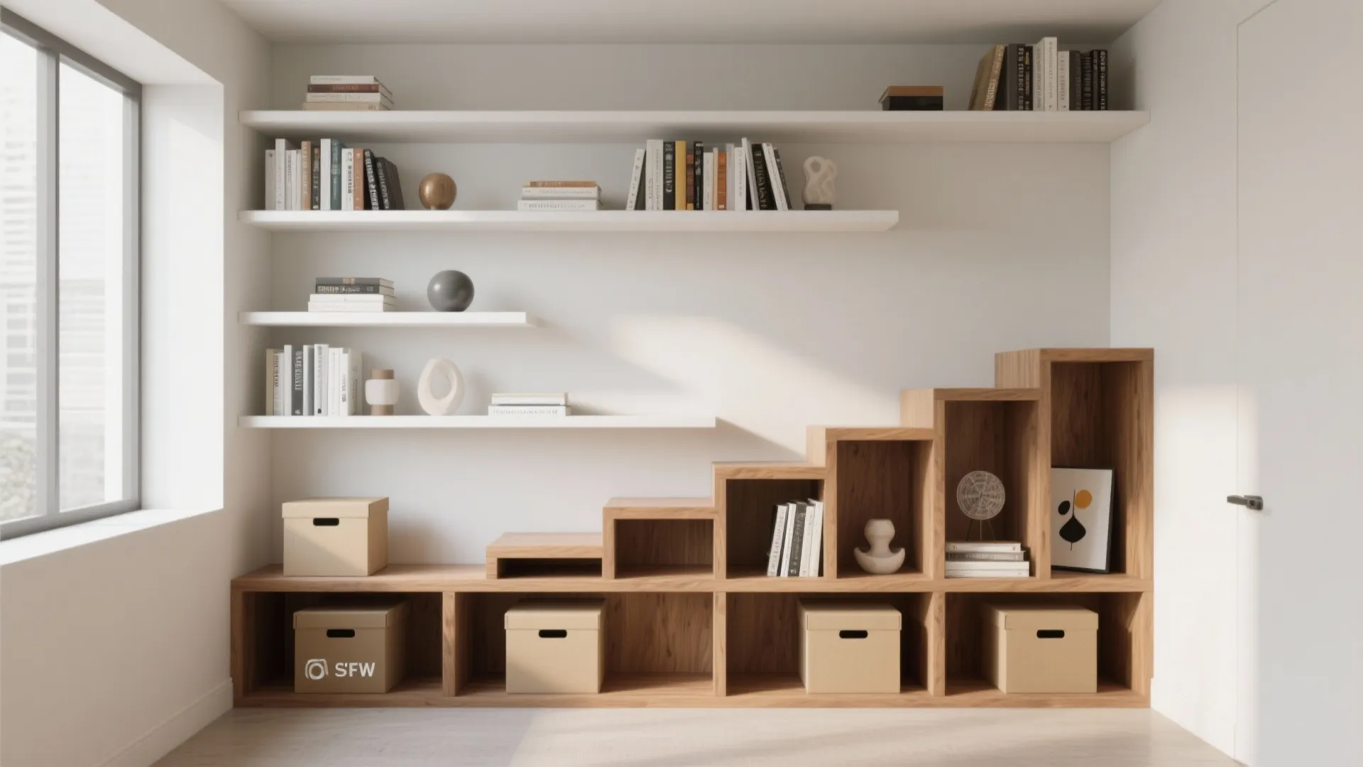 1. Floor-to-ceiling built-ins with stepped depths