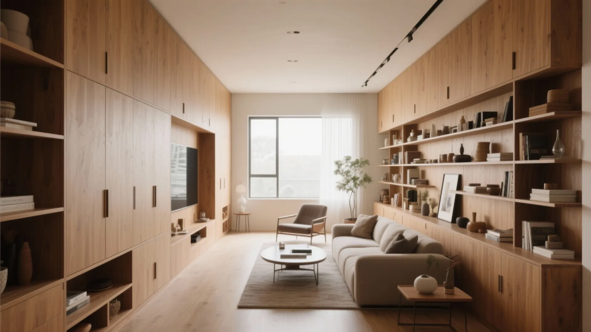 Custom Built-in Storage Along One Wall