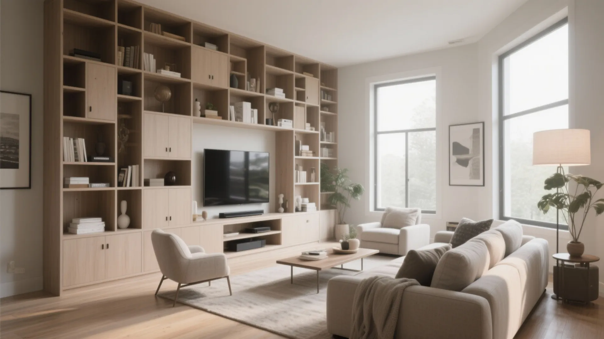 Built-in Storage Along One Wall