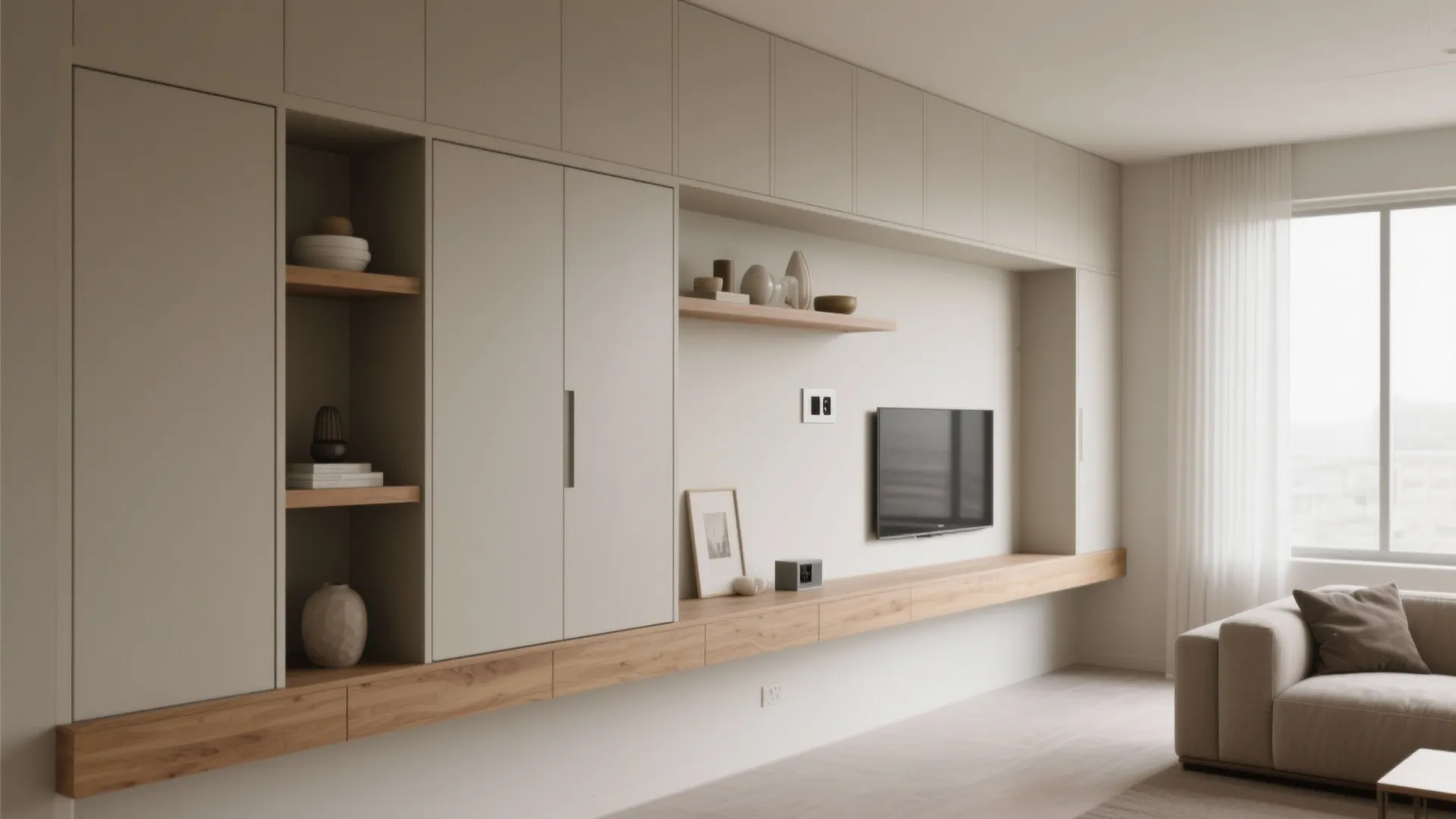 1. Streamlined Minimalism with Built-in Storage