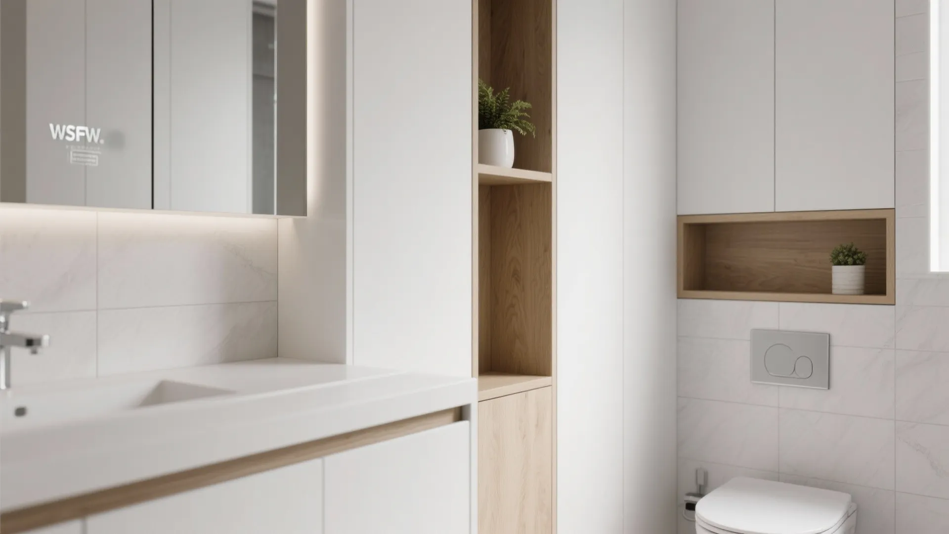 5) Built-In Storage that Disappears (Niches, Mirror Cabs, Over-Cistern Shelves)