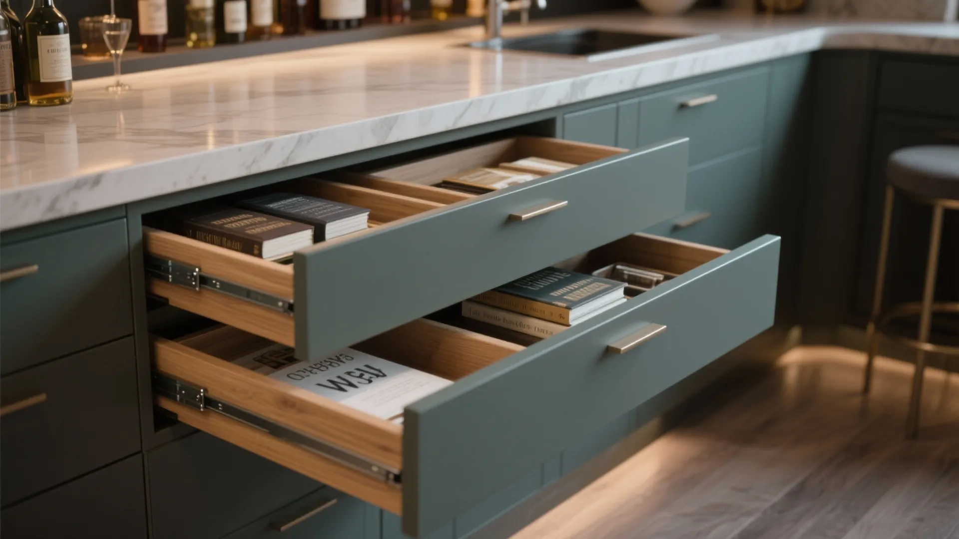 3. Built-In Storage Under the Bar