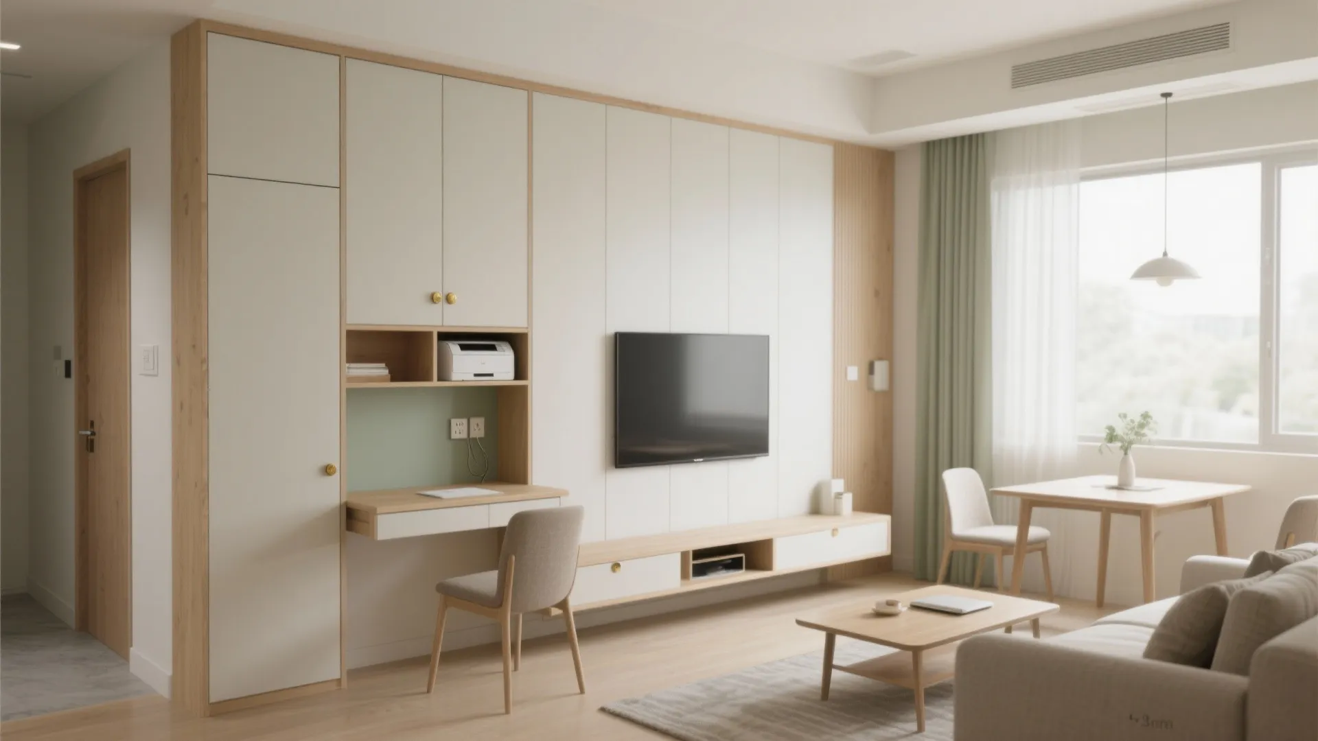 Built-In Walls That Work (Storage + Desk + Media)