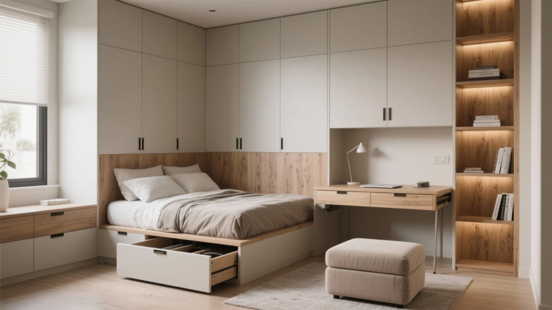2. Built-in storage and multifunctional pieces