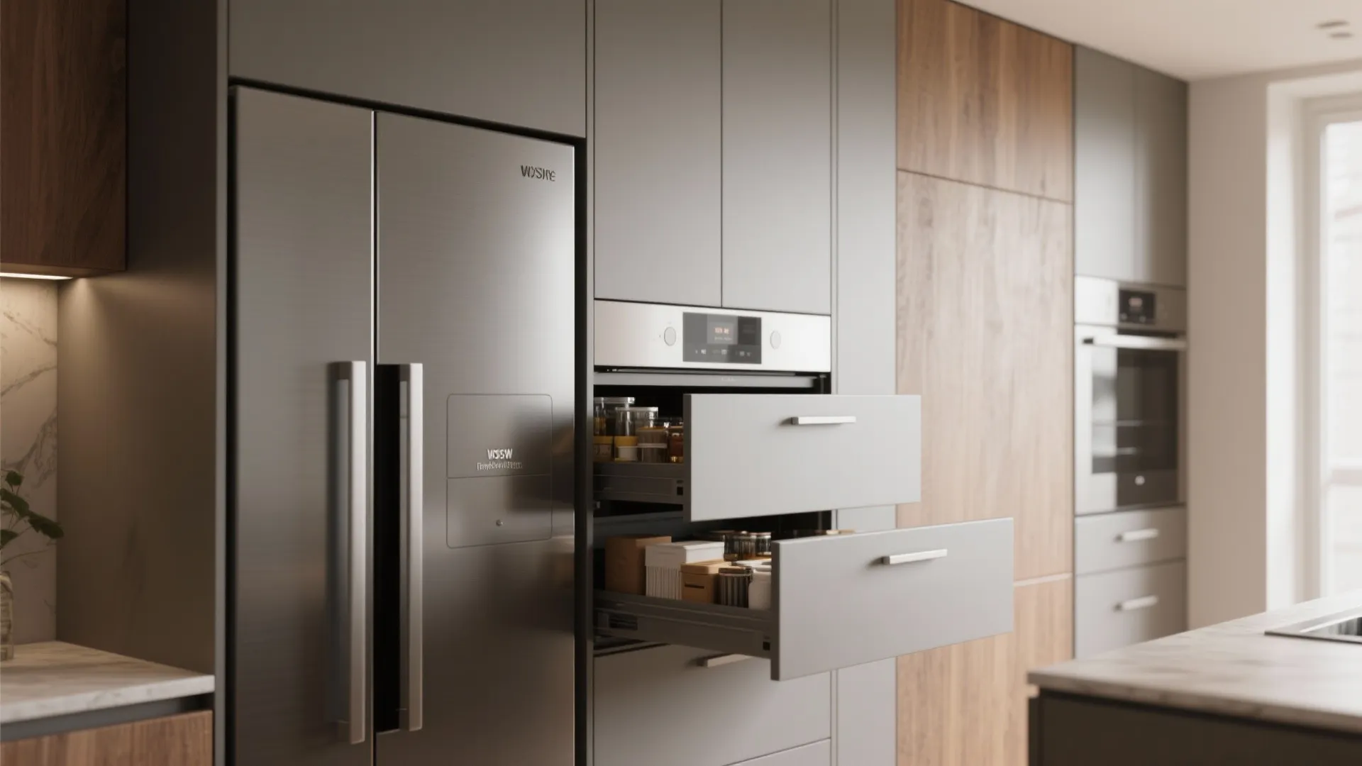 4. Built-in storage and integrated appliances for a clean look