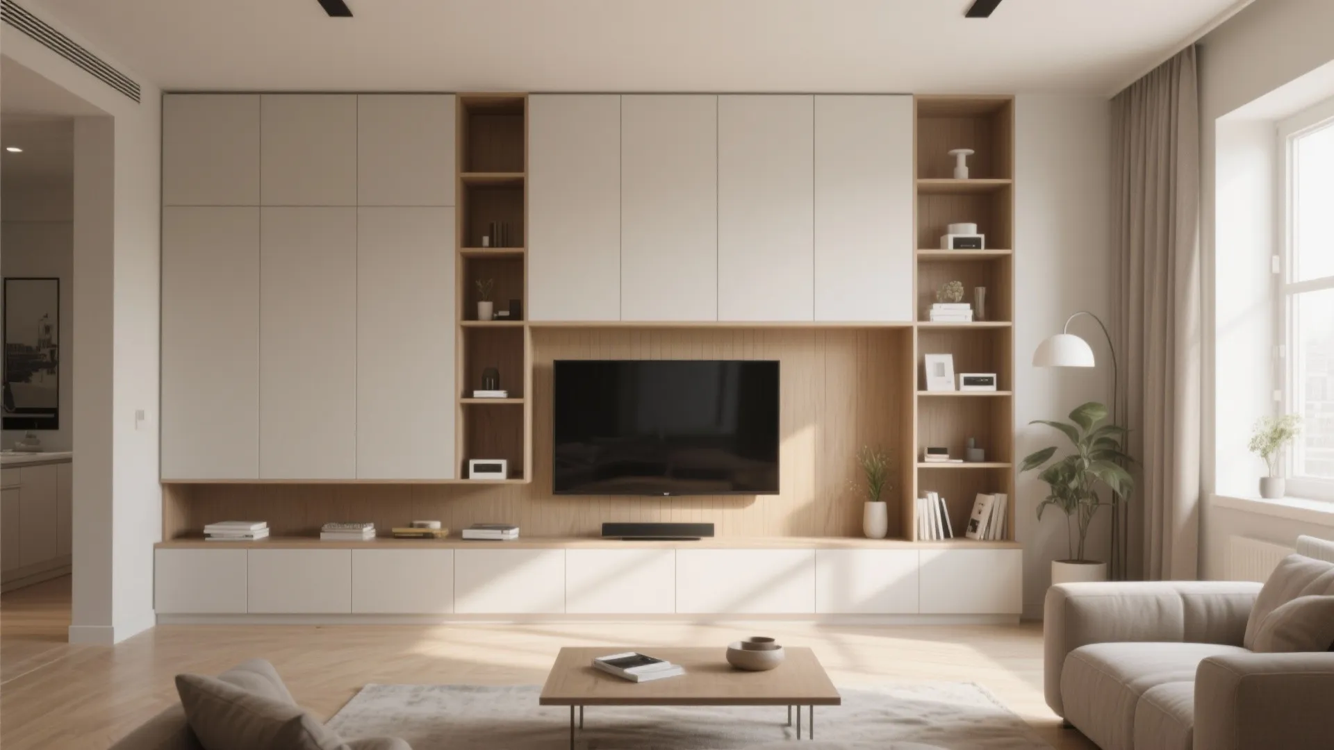 3. Built-in Storage Along One Wall