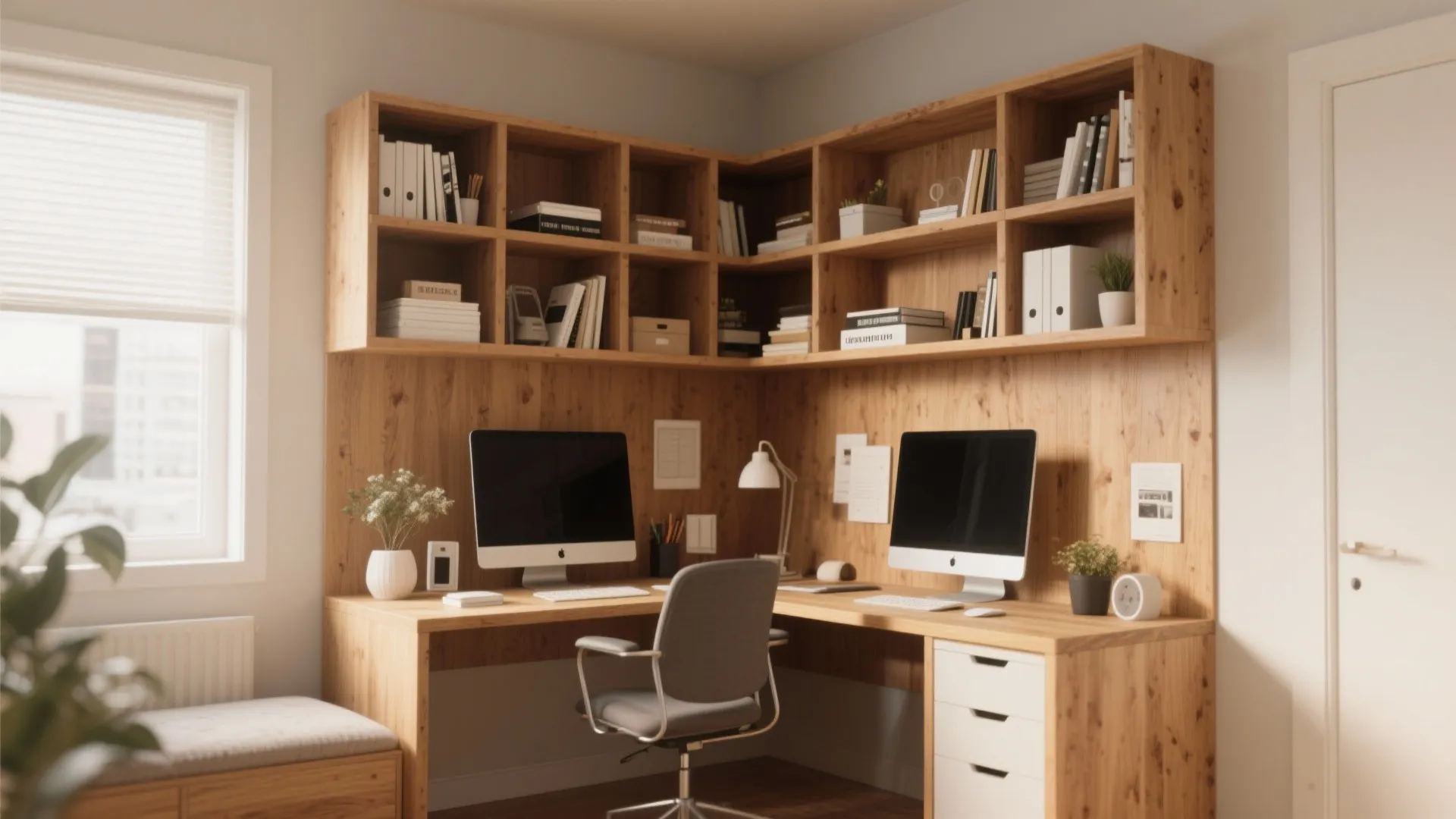 2. Built-In Storage Around Your Desk