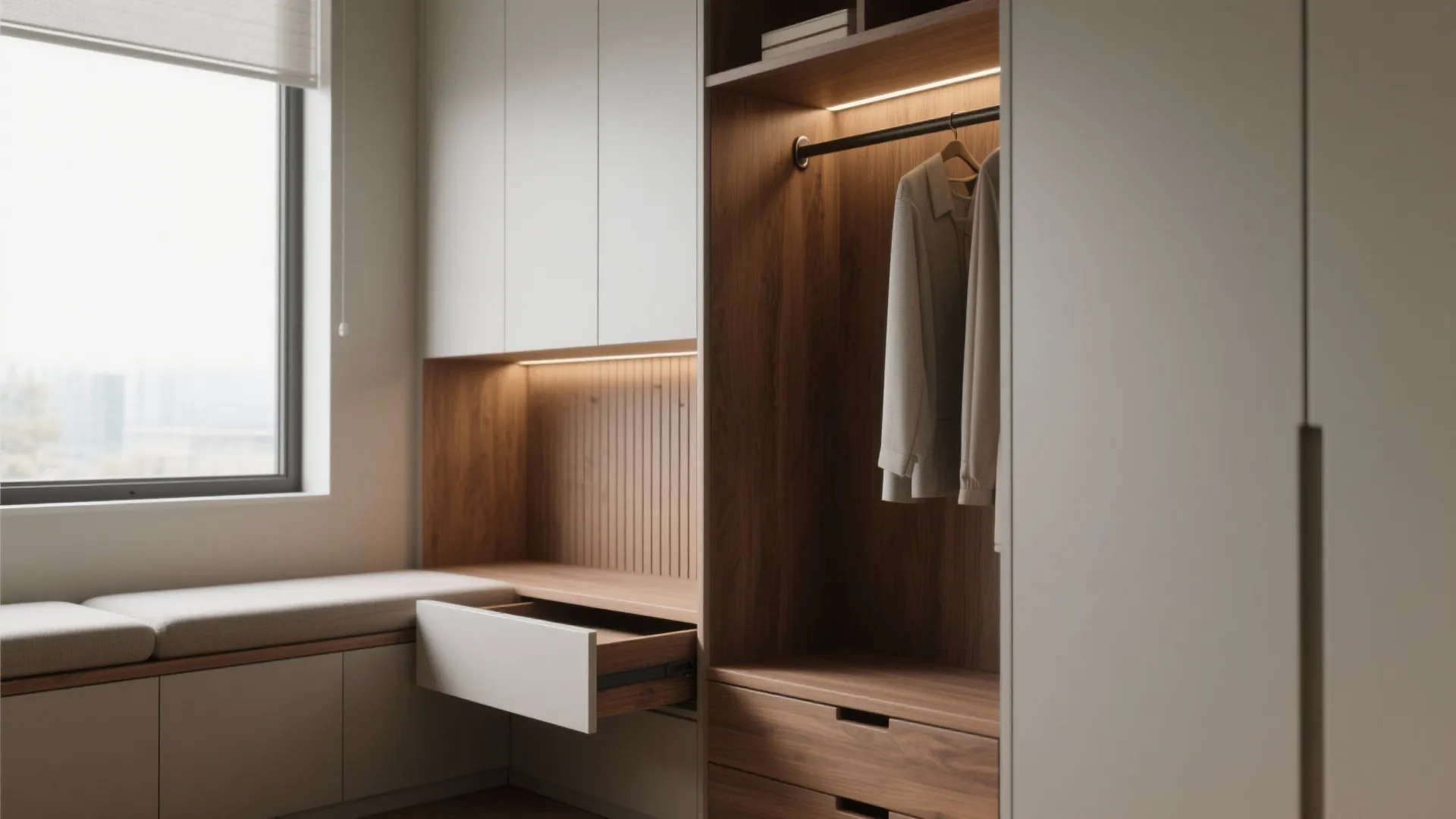 4. Built-in storage that blends with the architecture