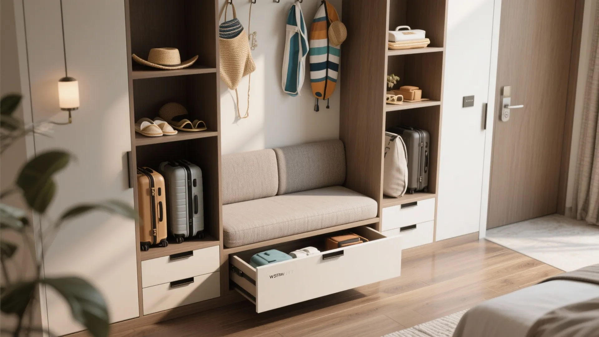 2. Built-in storage and luggage-friendly solutions