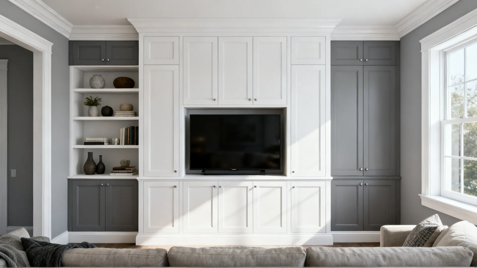 5. Built-in Storage with Neutral Doors