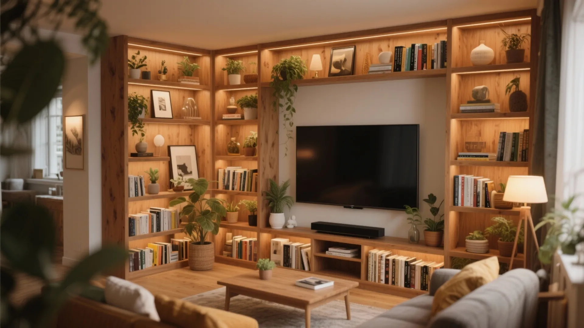 2. Built-in Storage Around the Screen