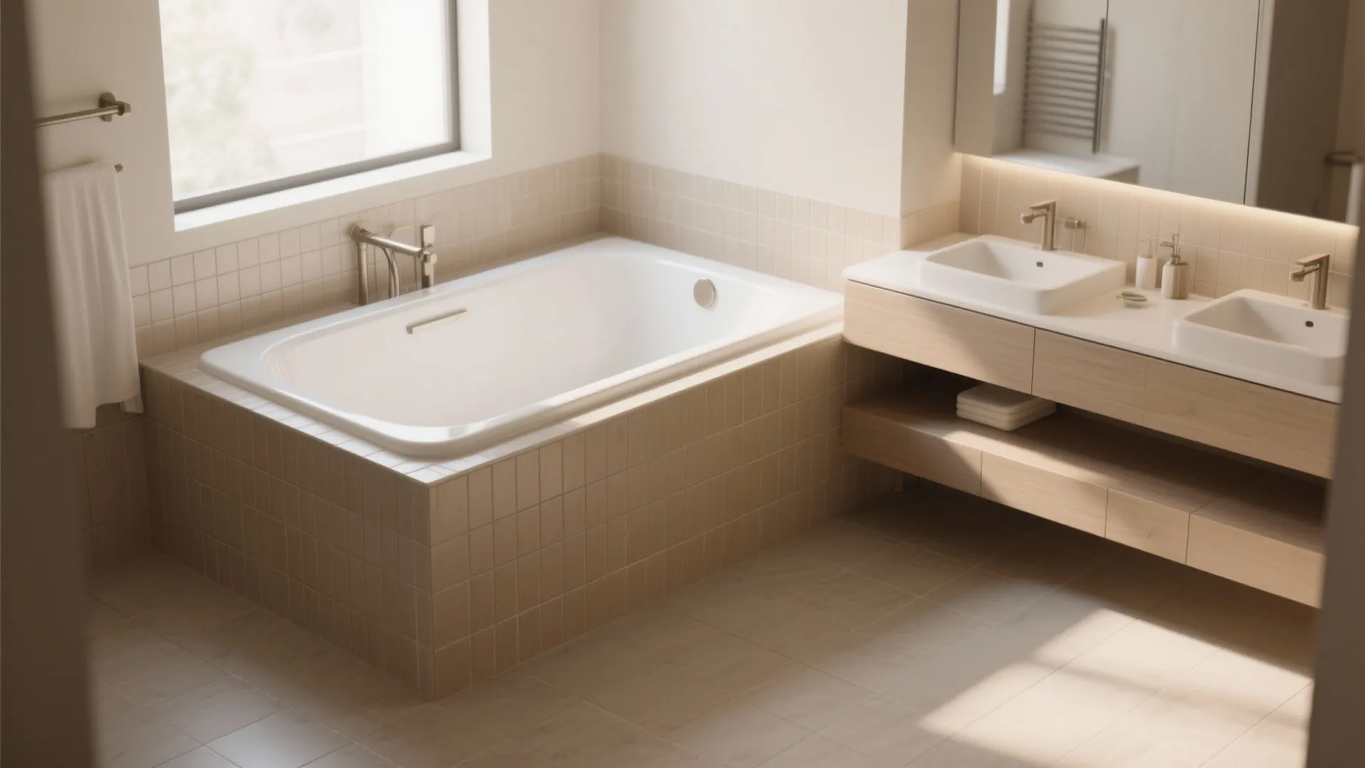 Built-in Tub with Tile Surround