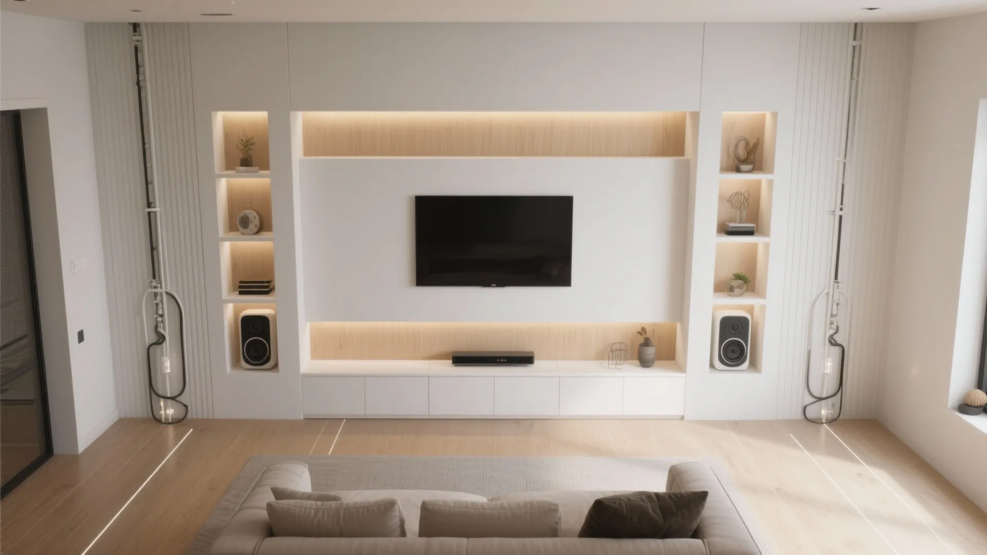 Built-In Media Wall: Niches, Vertical Rhythm, and Proper Mounting