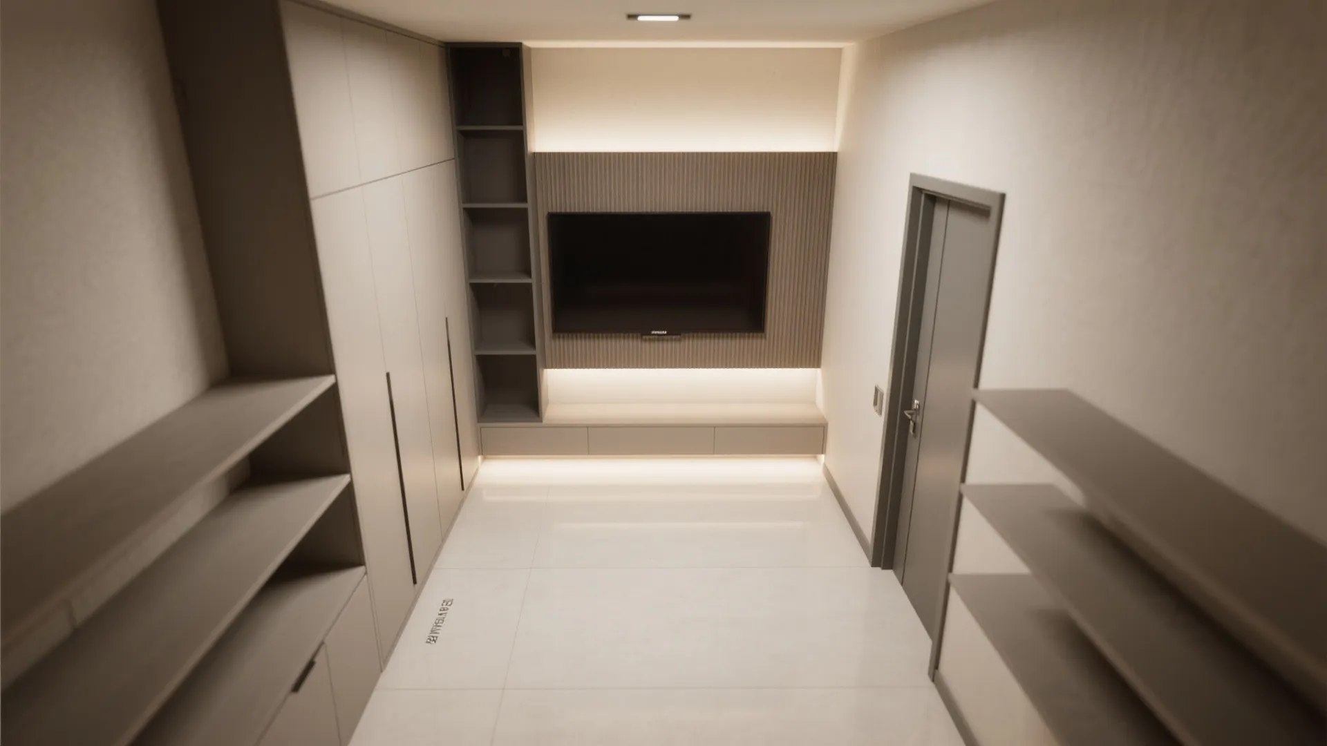 Built-In Media Wall Around a Niche or Doorway