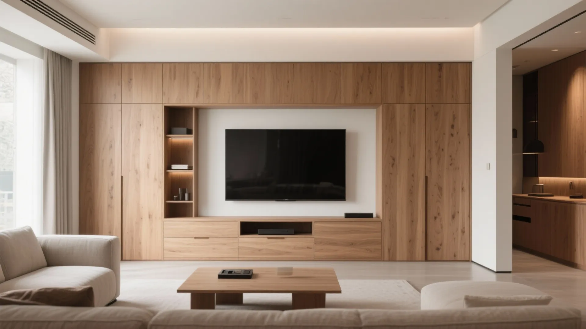 TV within a Built-In Cabinet System