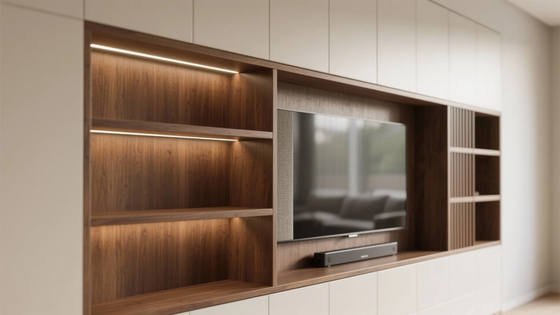 Built-ins that frame the TV without stealing space