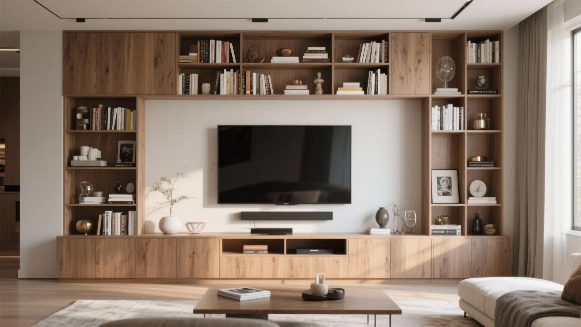 Built-in Shelving Around the TV Unit