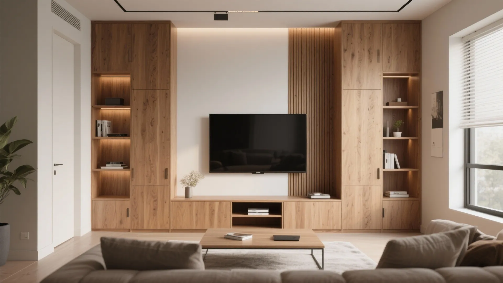 Built-In Storage Around the TV