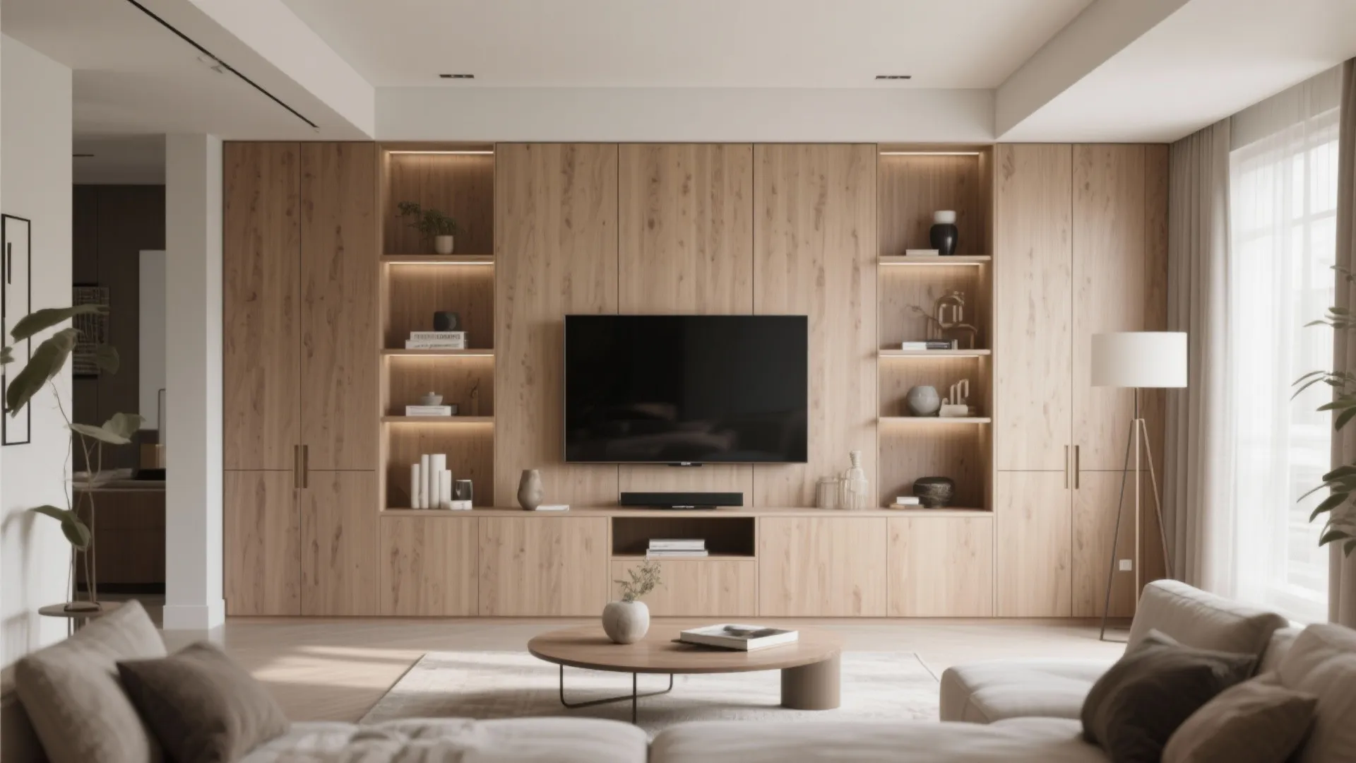 Built-in Storage Around the TV