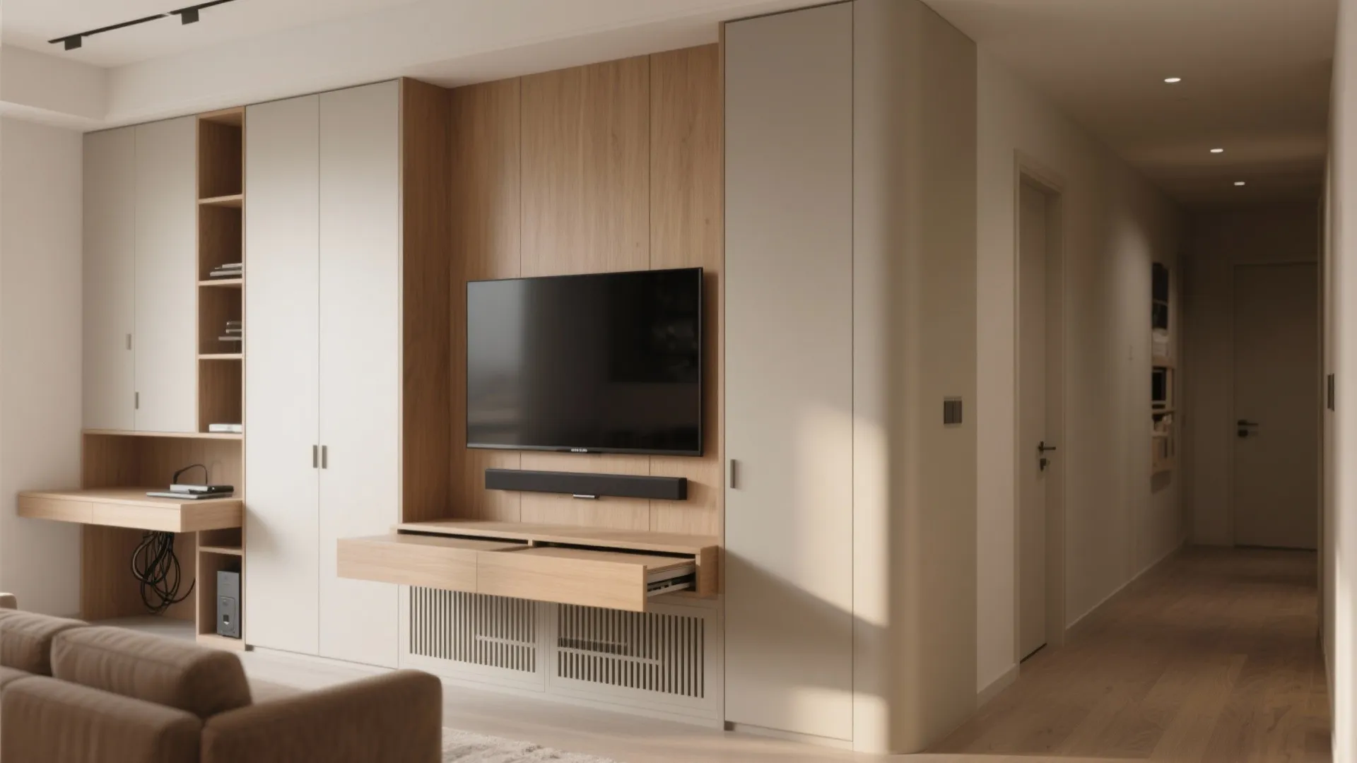 Built-In TV Wall with Integrated Storage