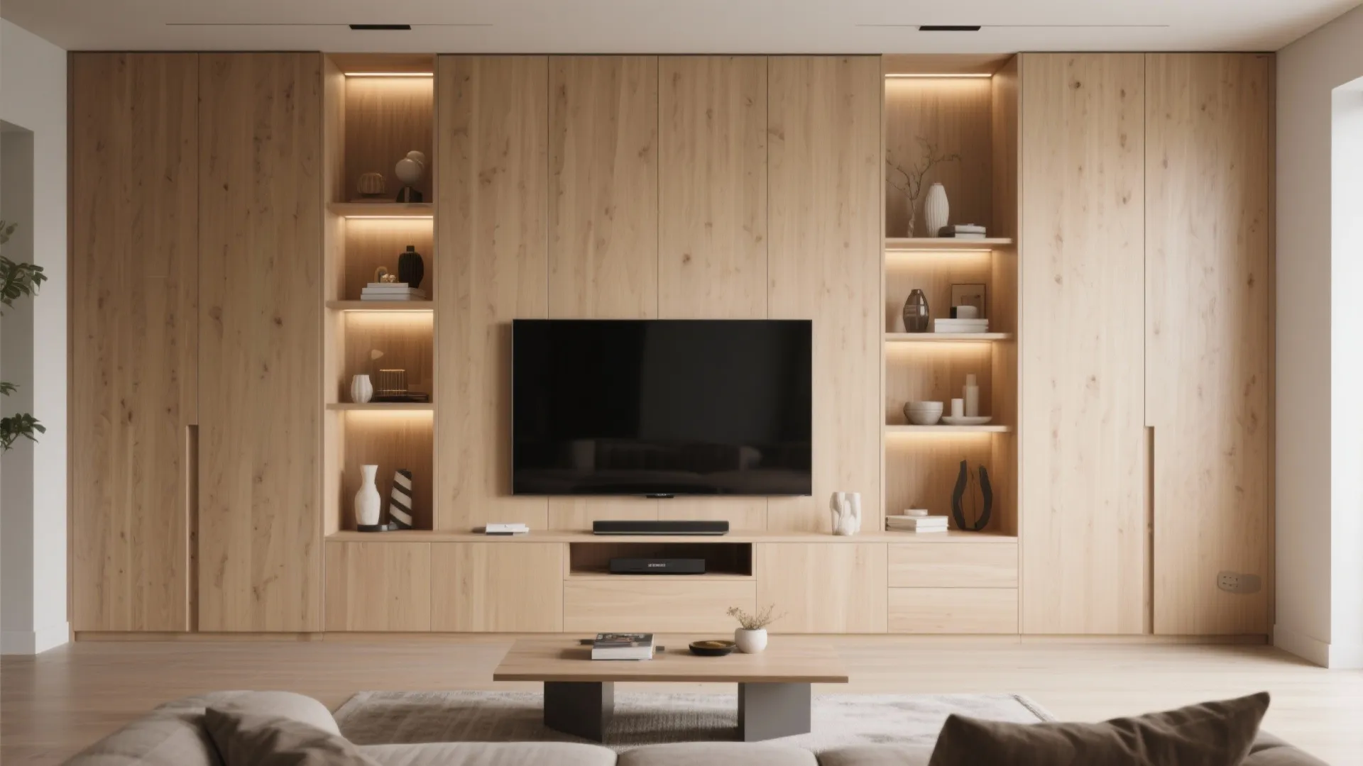 2. Integrated Storage Around TV