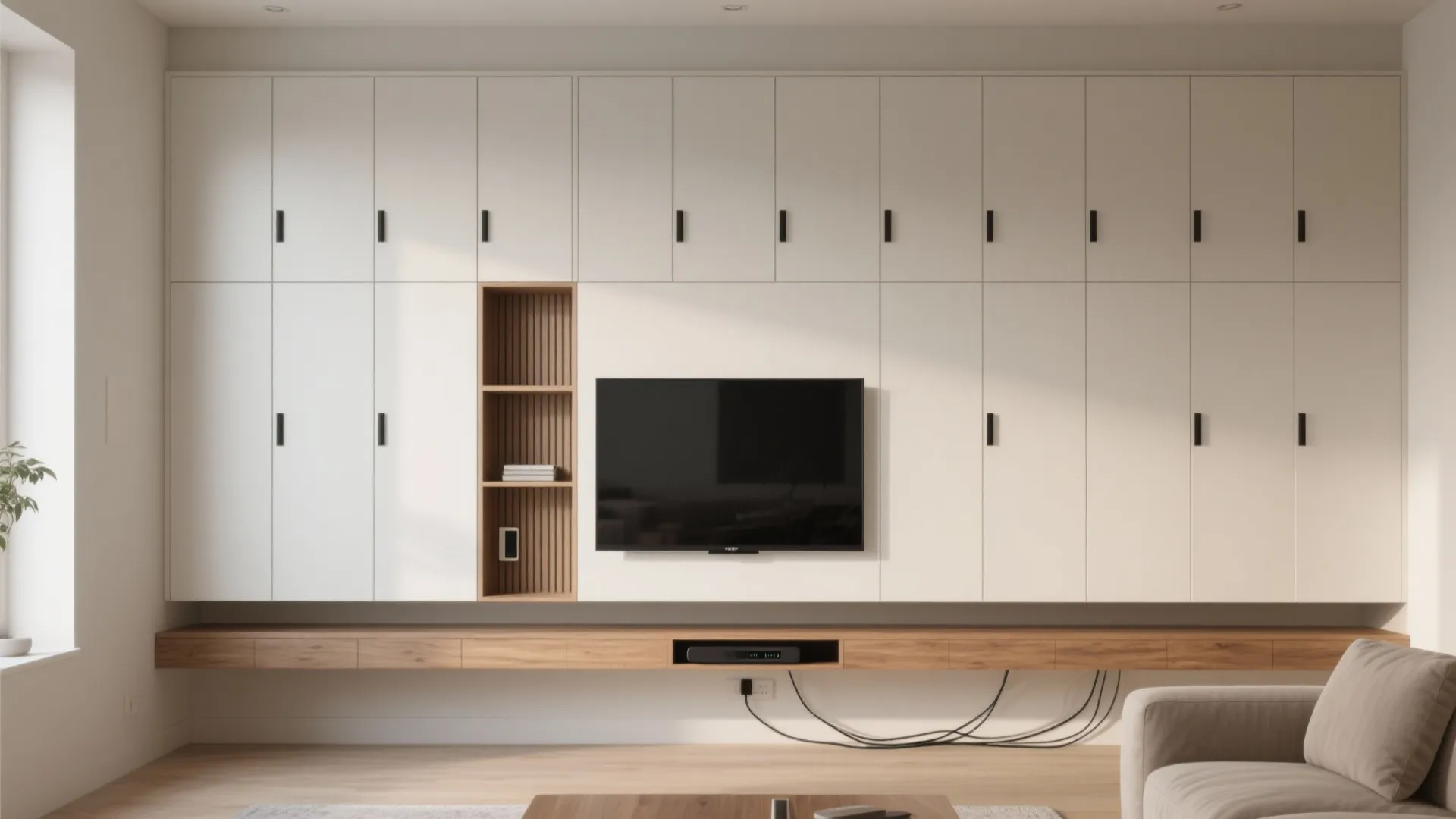 Built-in TV Wall with Concealed Cupboards