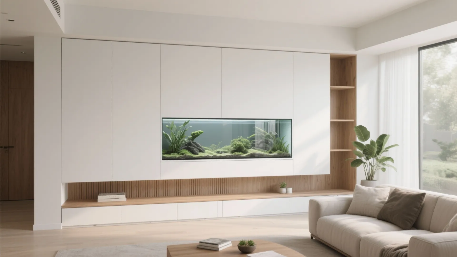 Built-in, Minimalist Aquarium Wall