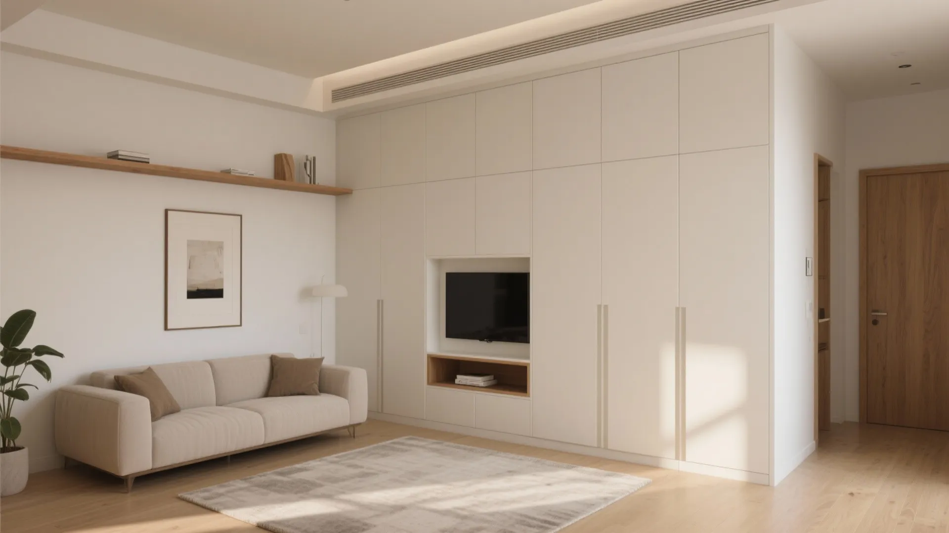 Minimalist Built-In Storage Wall