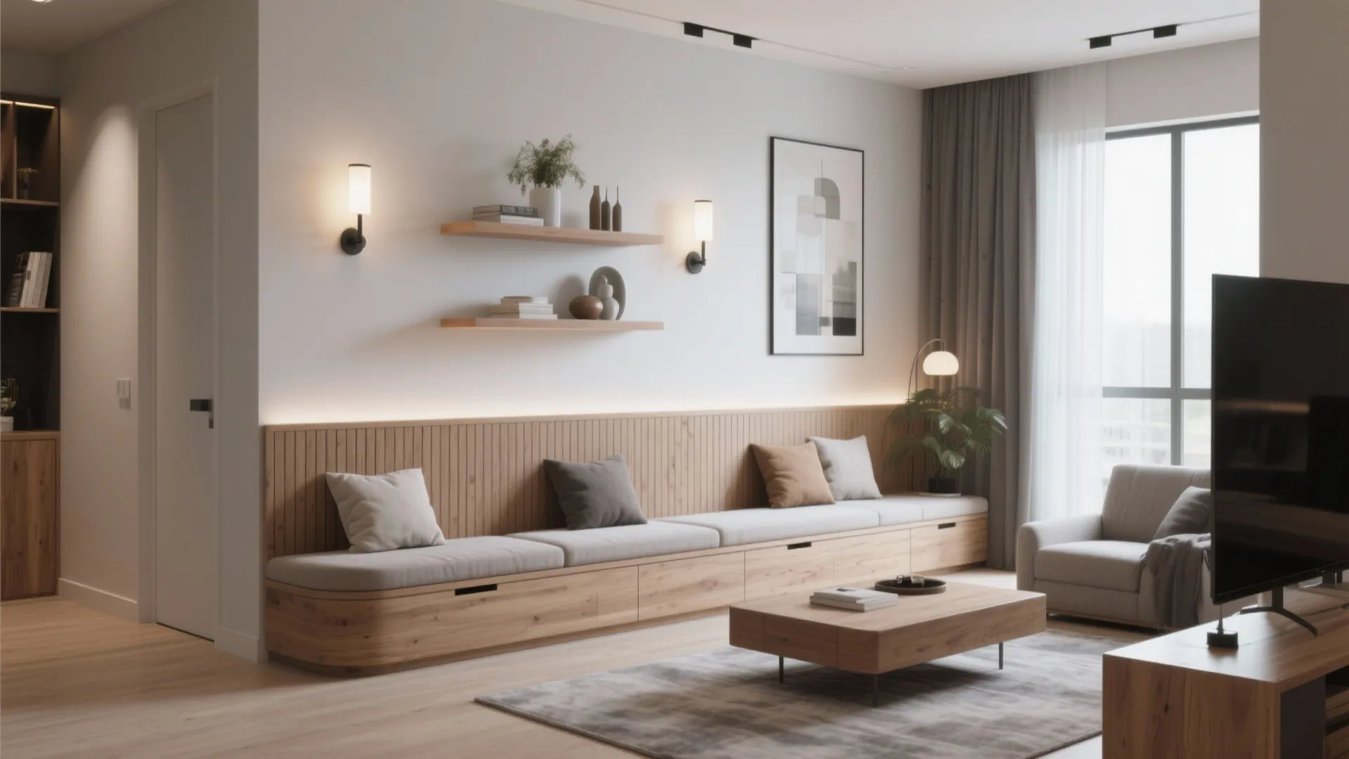 7. Built-in Wall Bench