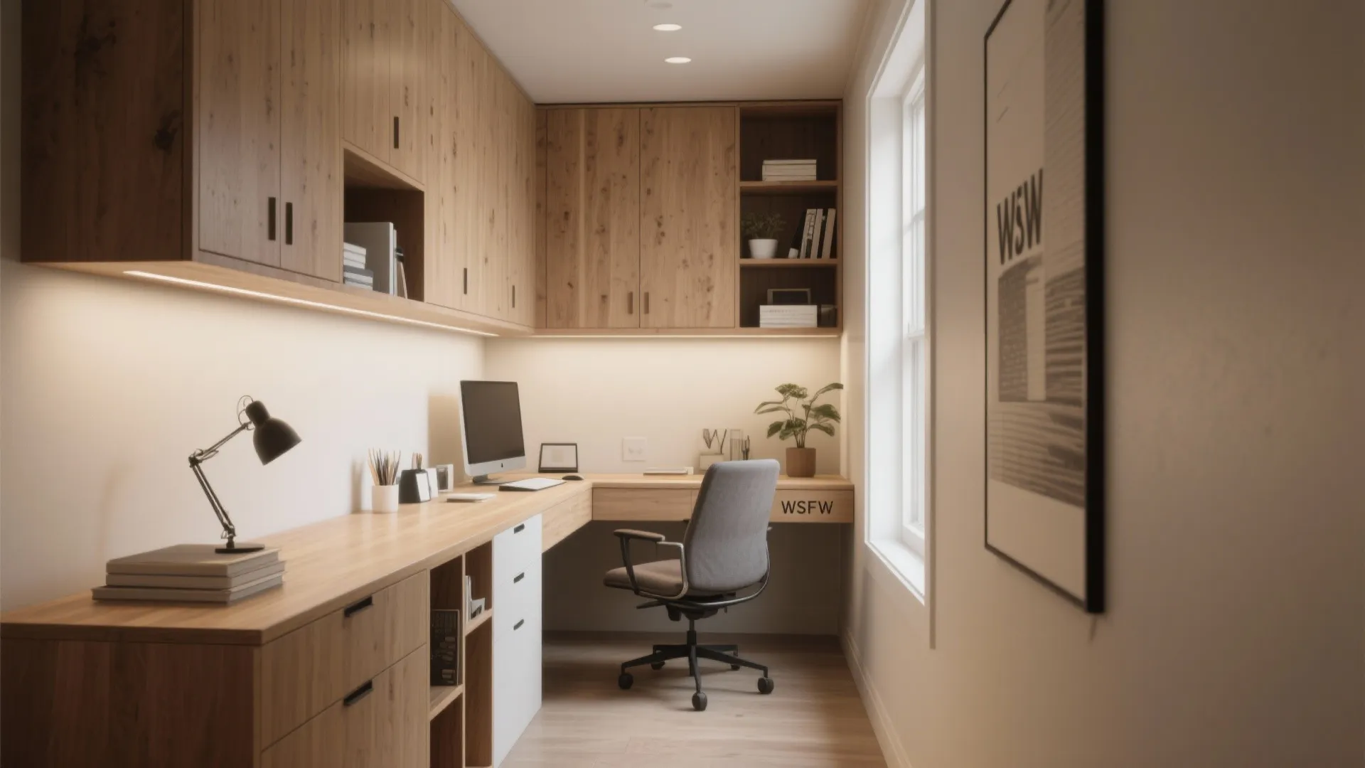 5. Built-in Desks Along Unused Walls