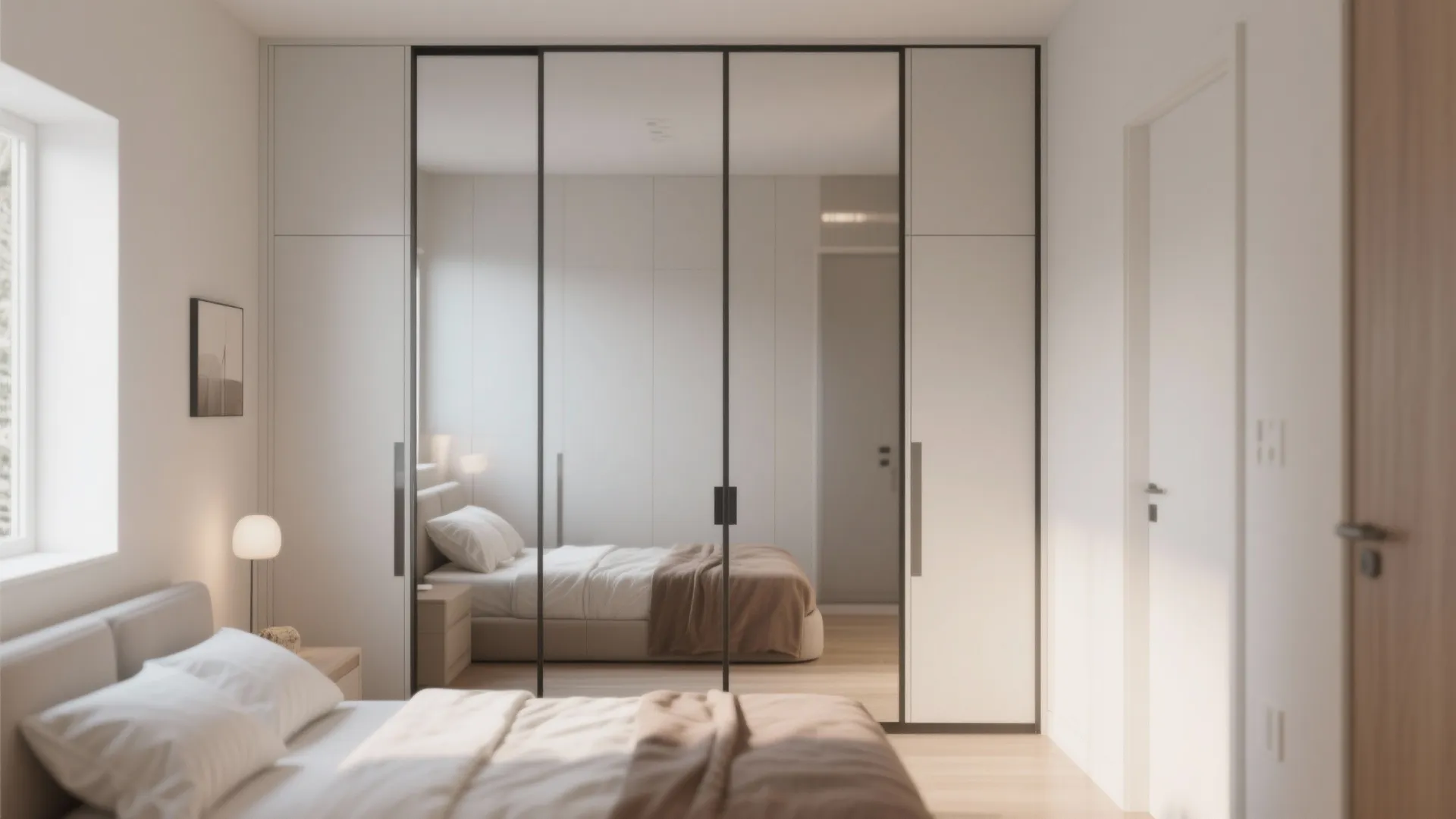 3. Built-In Wardrobe Along One Wall