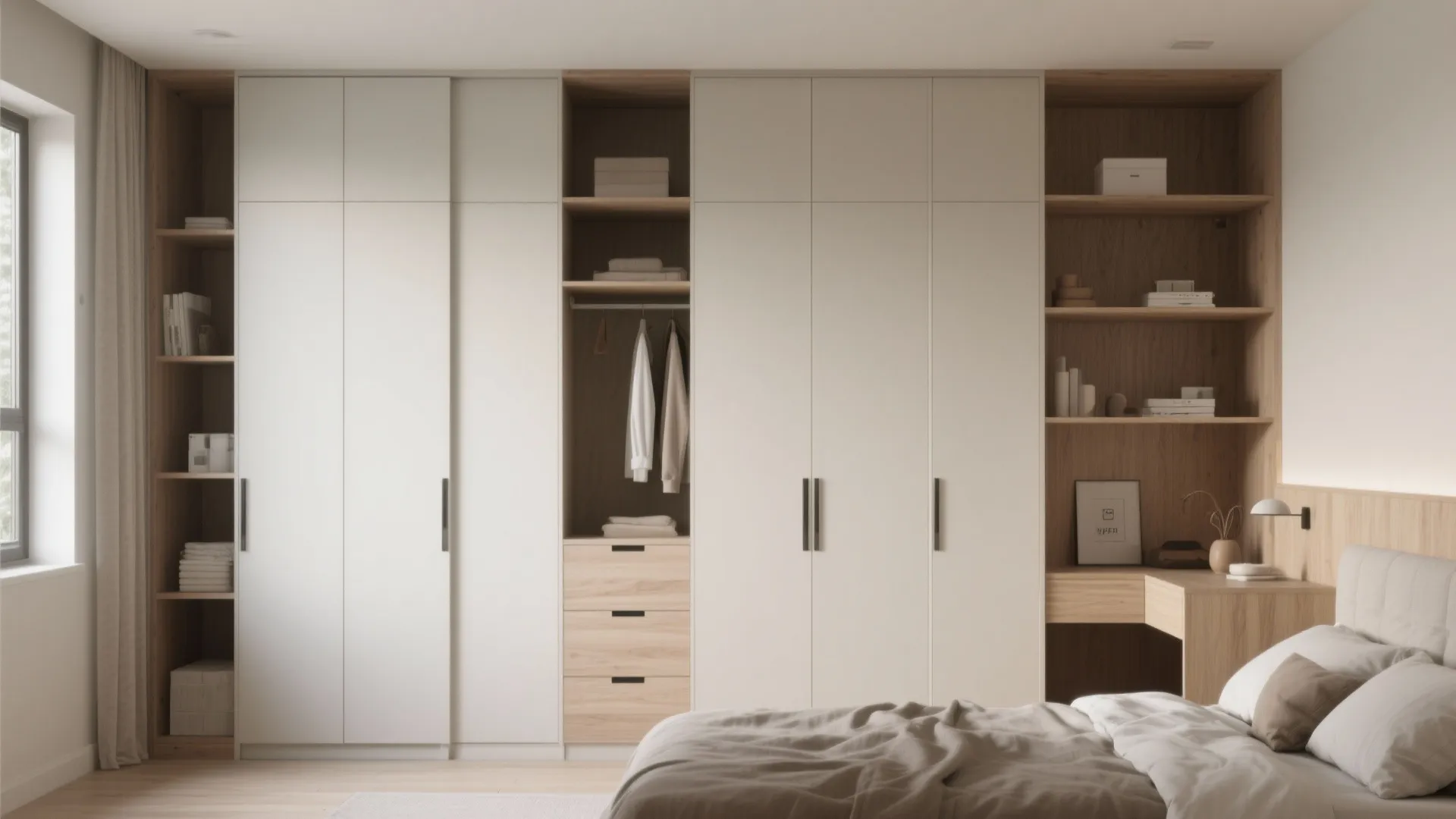 4. Built-in wardrobe wall and sliding doors