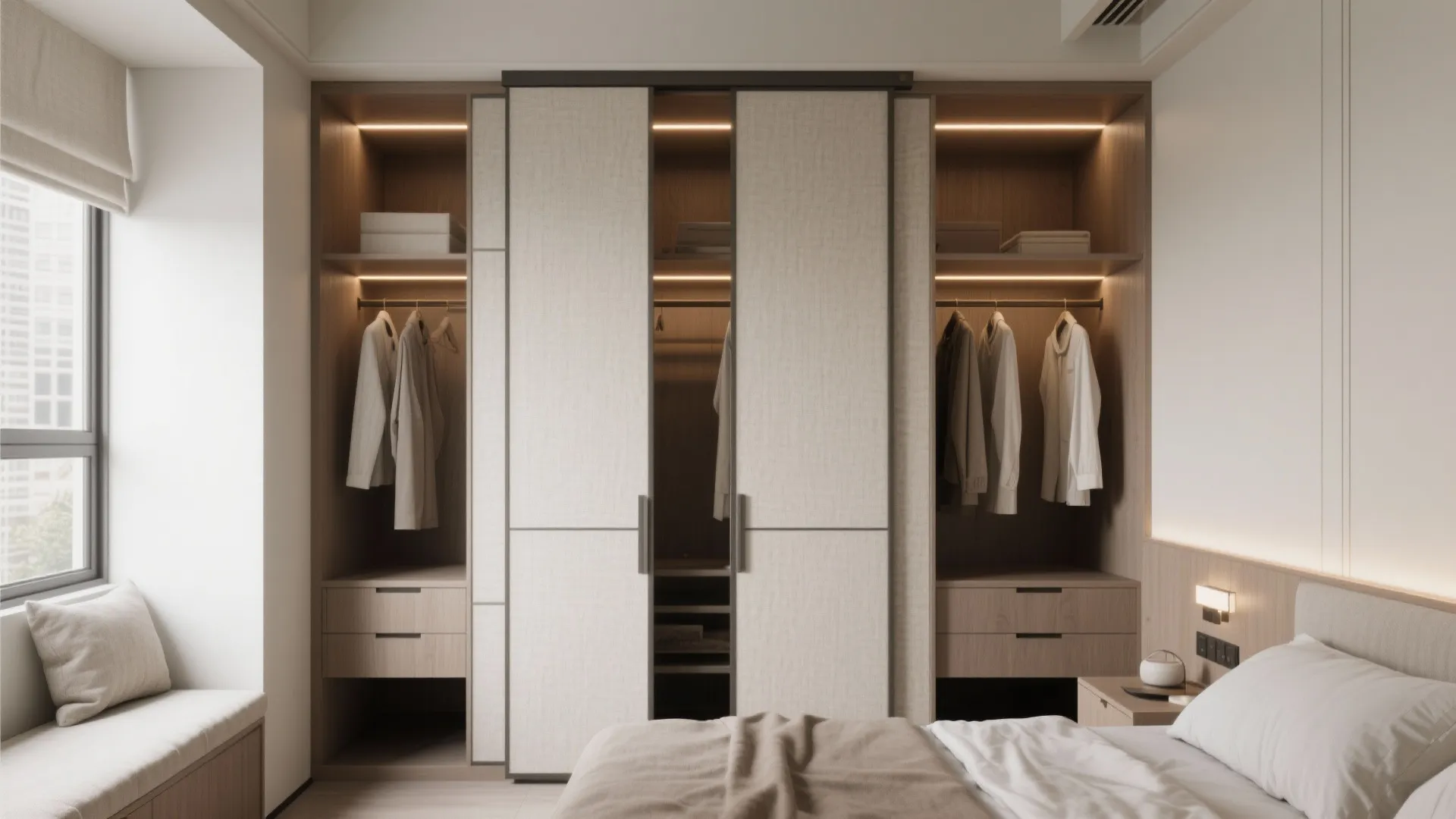Built-in wardrobes with hotel-like efficiency