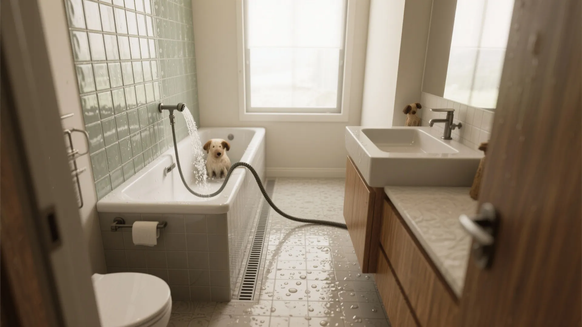1. Built-in Dog Washing Nook