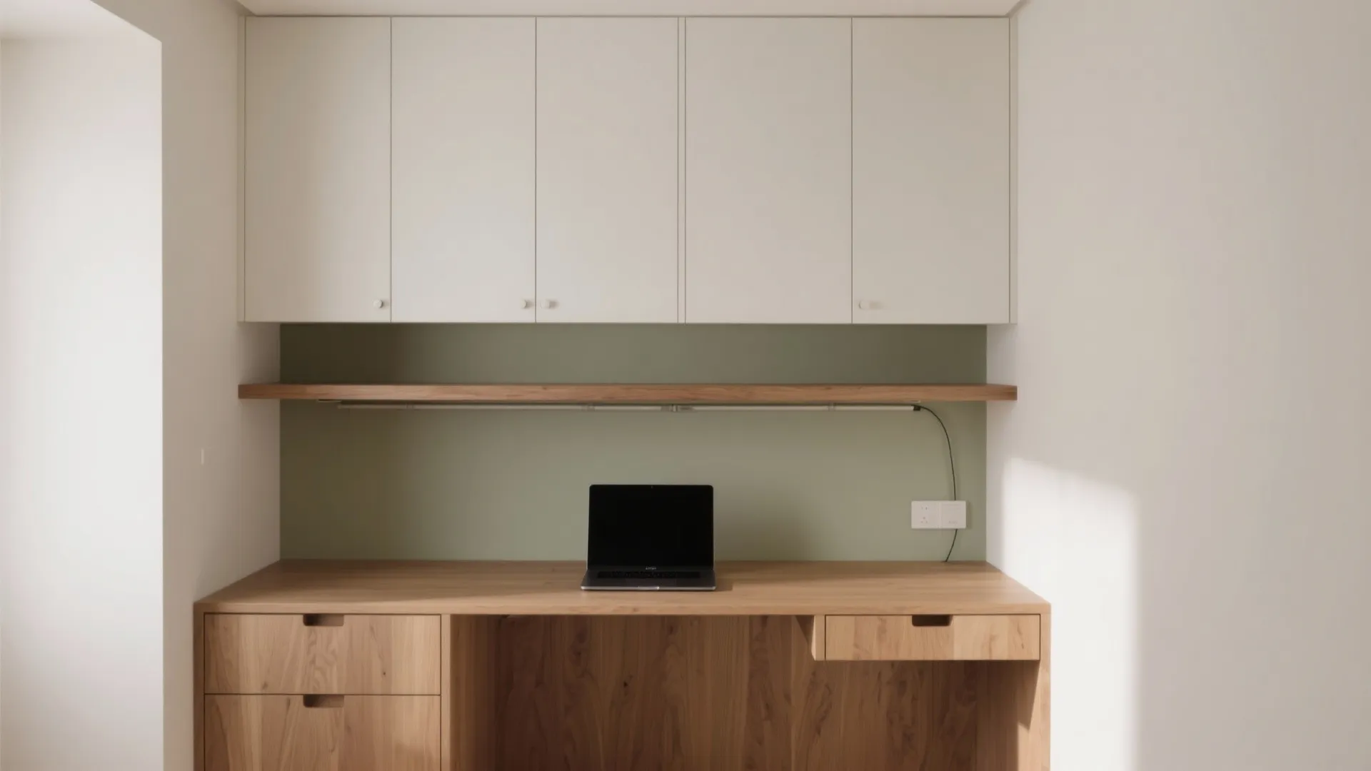 Minimalist Built-In Desk With Vertical Storage