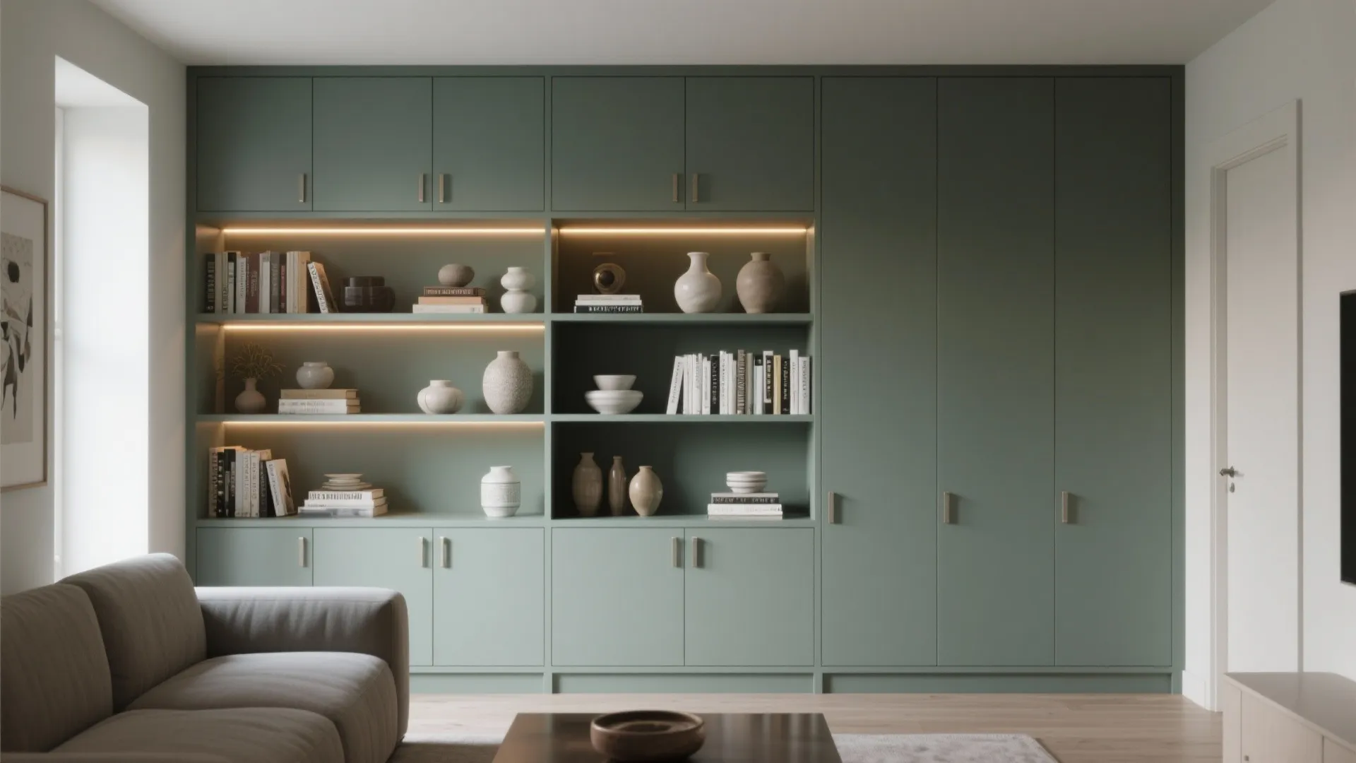 4. Grey-Green Built-Ins and Display Niches